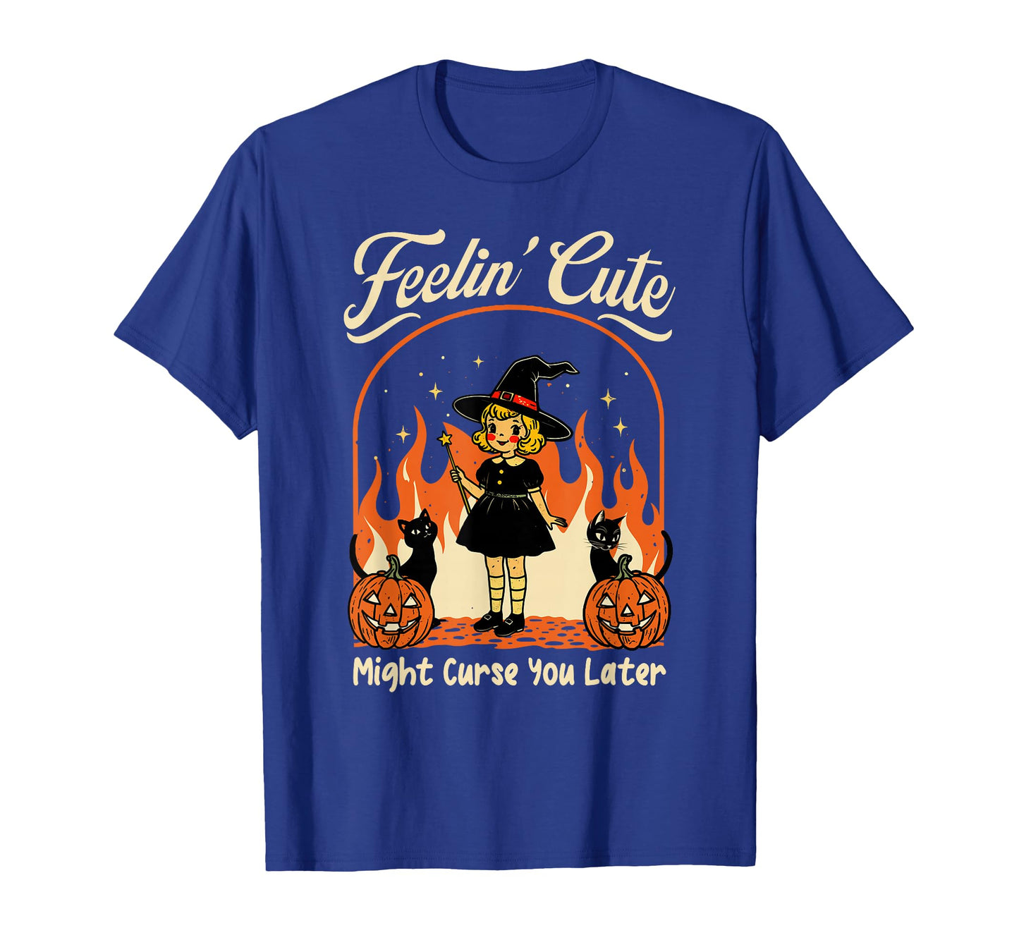 Feeling’s Cute Might Curse You Later Halloween Black Cat T-Shirt
