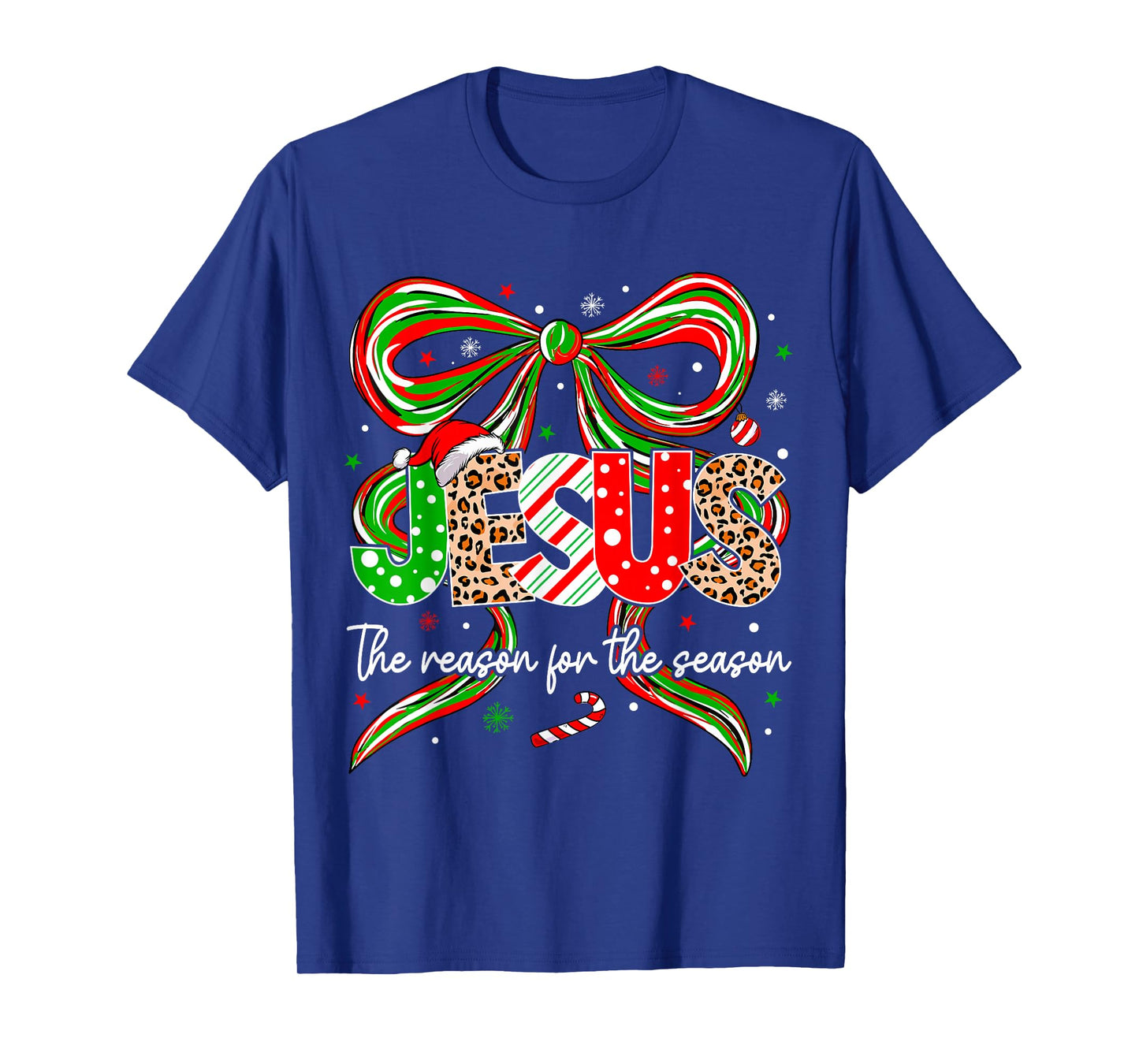 Christmas Jesus Reason Season Xmas Bow Christian Men Women T-Shirt