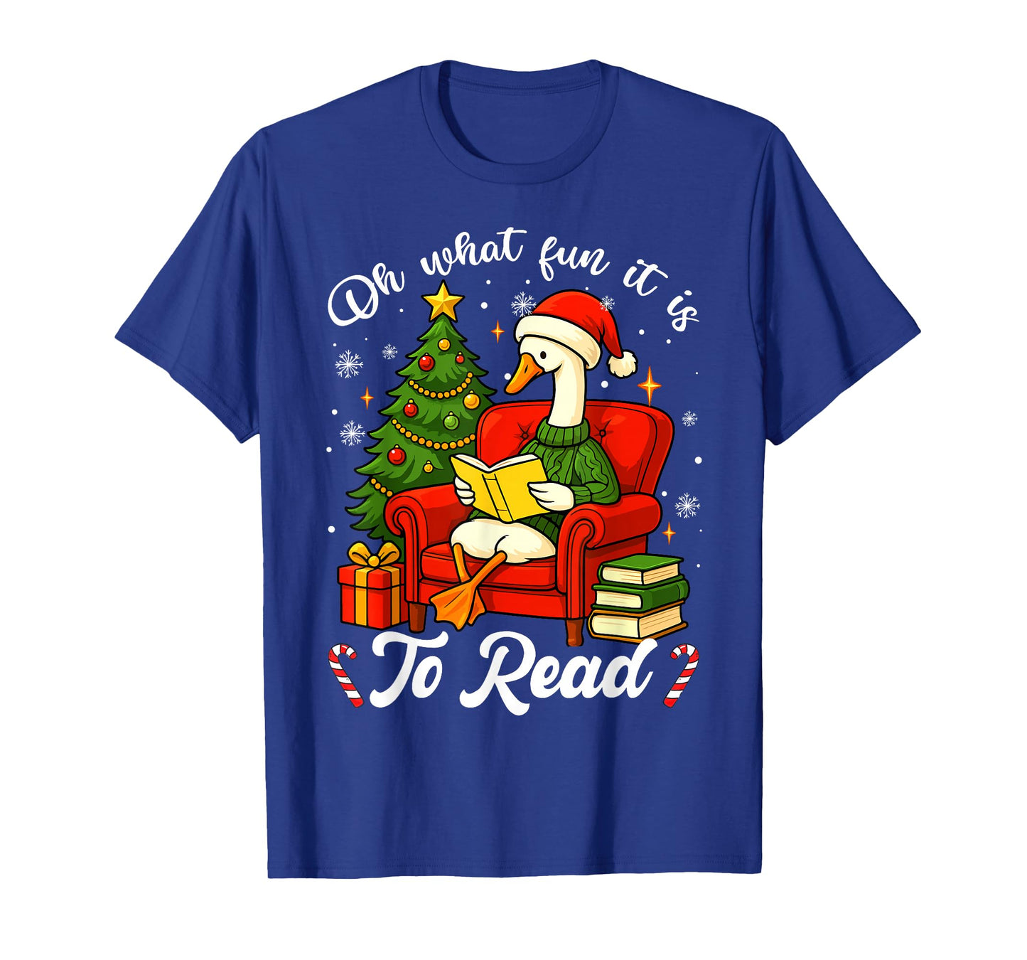 Oh What Fun It is to Read Christmas Goose Teacher Books Kids T-Shirt