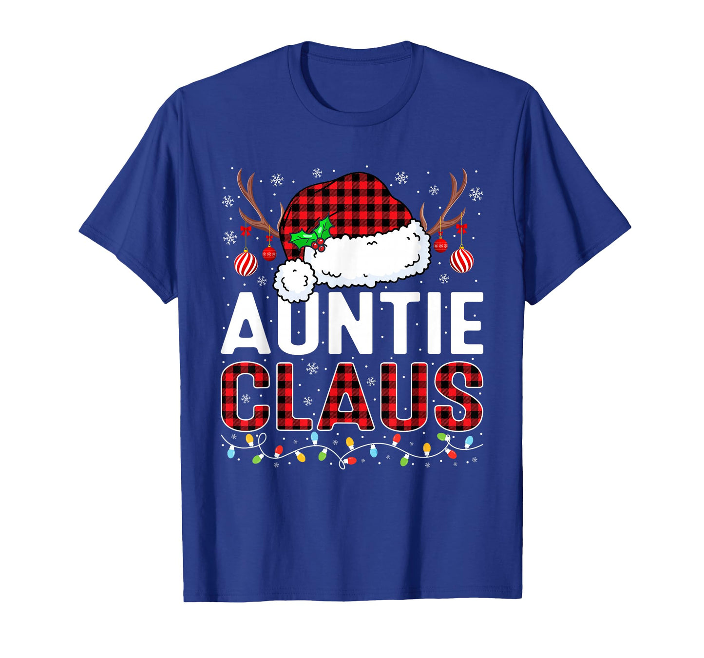 Christmas Lights Auntie Claus Family Matching Xmas Pajama T-Shirt