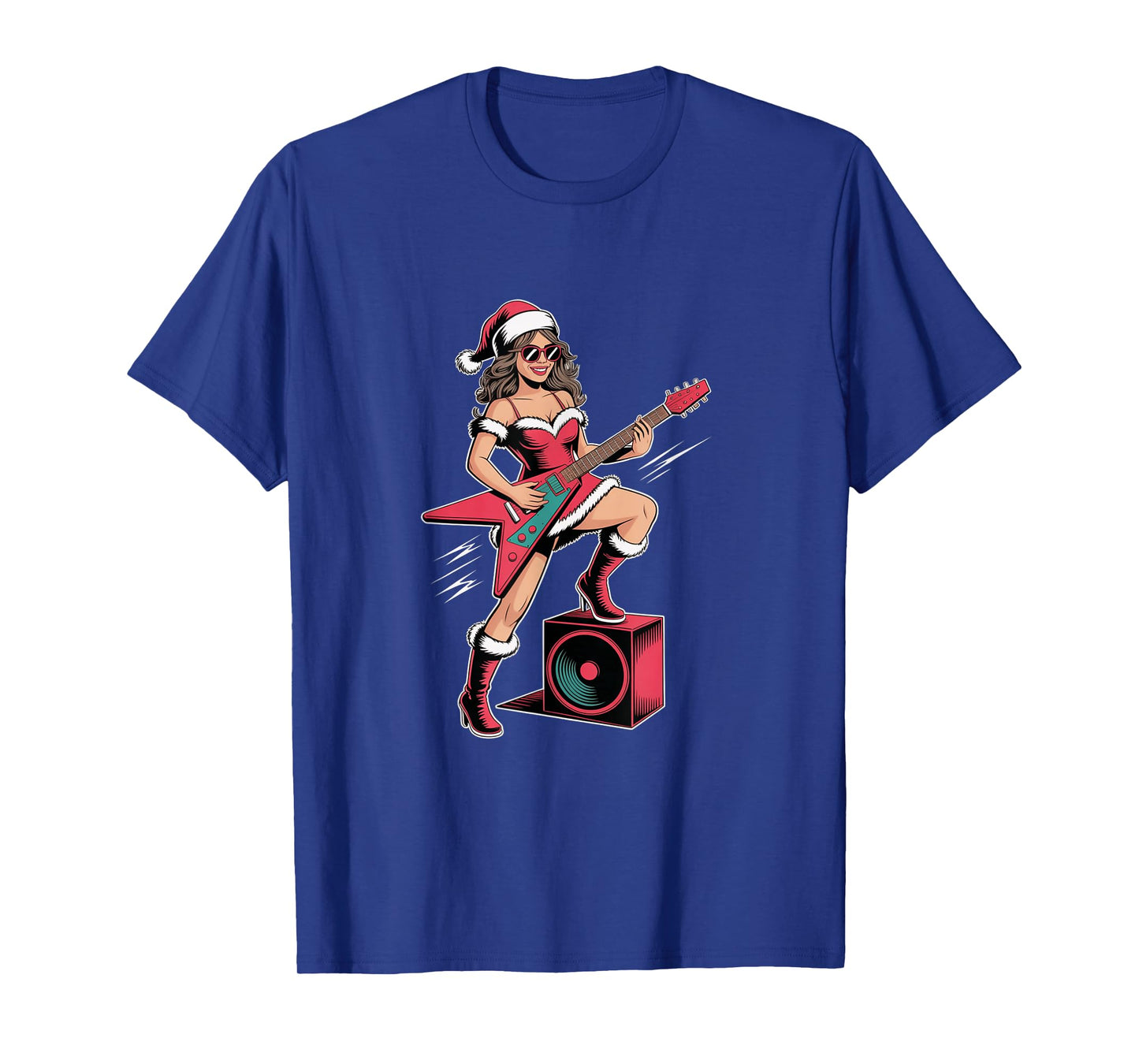 Christmas Rock Guitar Santa Girl Guitarist Holiday Music T-Shirt