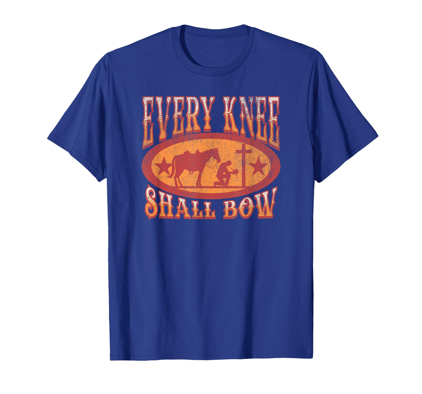 Christian Cowboy Kneeling at Cross Western Bible Verse Faith T-Shirt