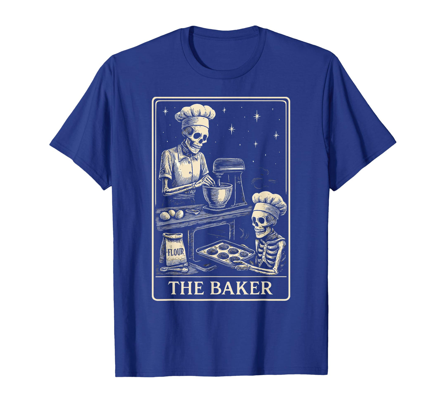 Skeleton Baker Vintage Tarot Card Baking Art T-Shirt