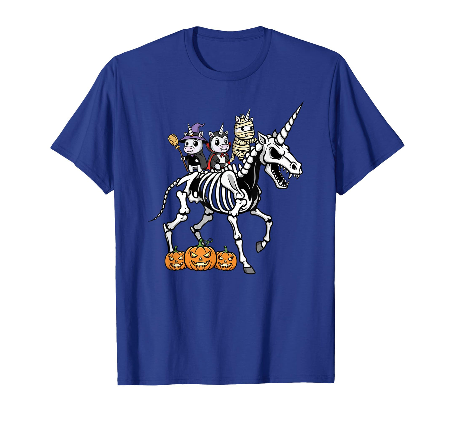 Unicorn Skeleton Mummy Witch Halloween Kids Mens Womens T-Shirt