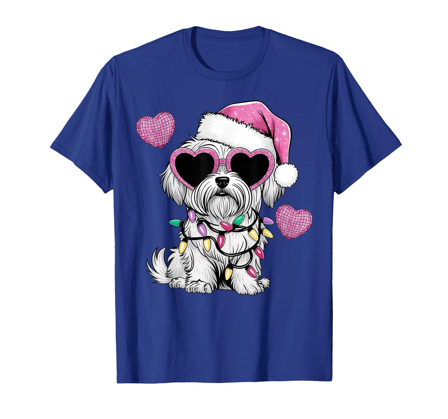 Maltese Dog Santa Hat Men Women Kids Christmas Love Puppy T-Shirt