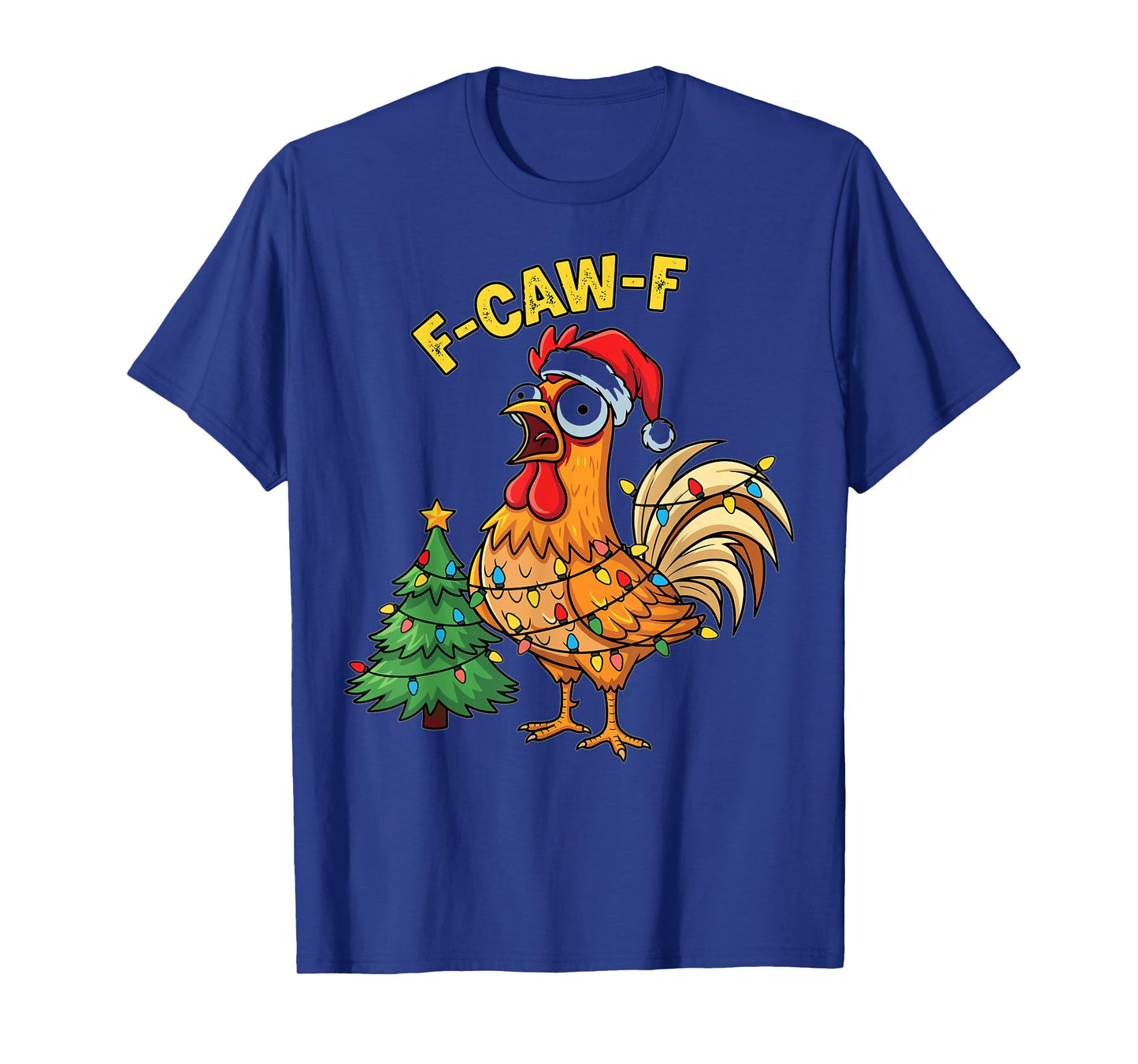 Funny Chicken Christmas Lights Santa Hat Humor T-Shirt