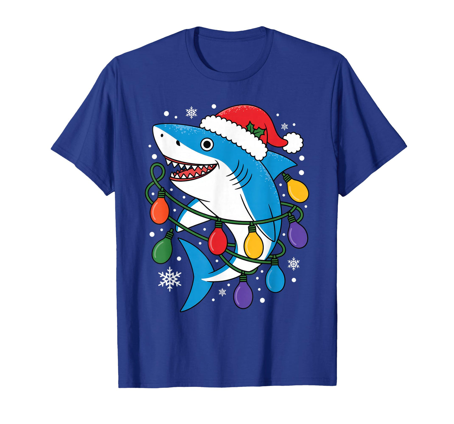 Funny Shark Christmas Lights Holiday Design T-Shirt