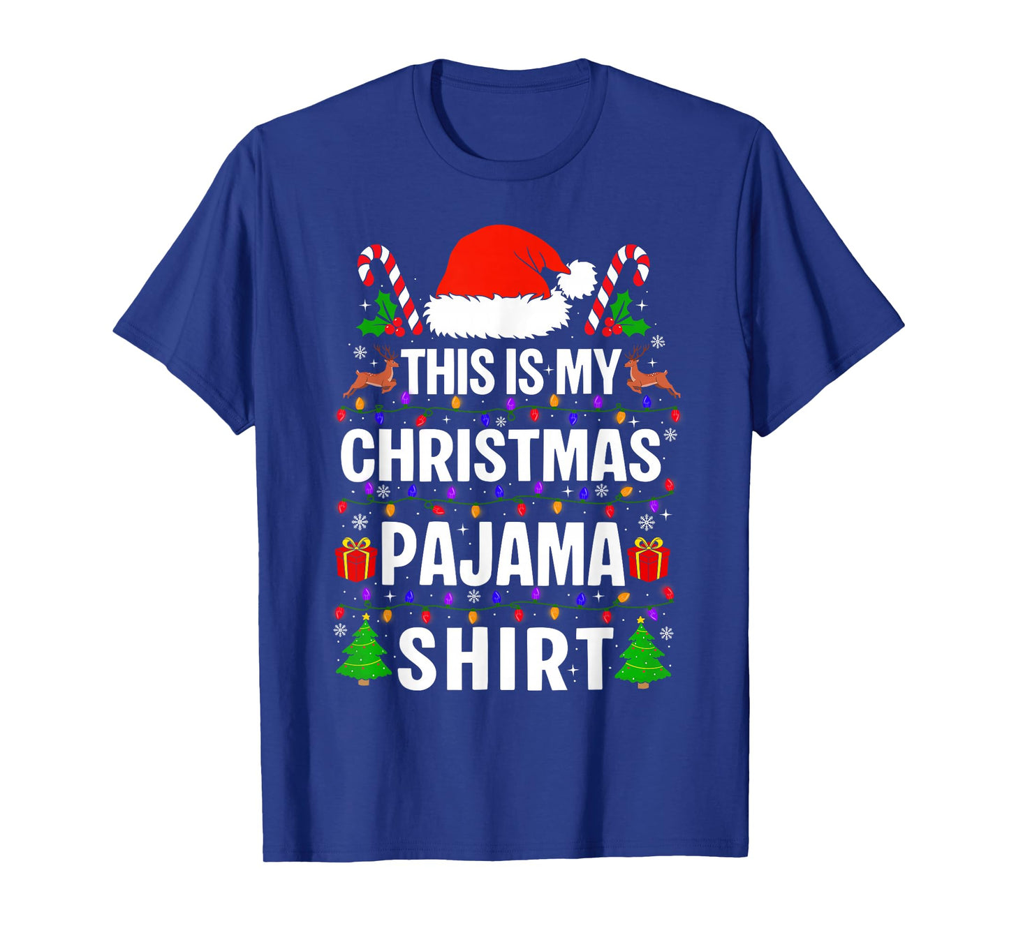 This is My Christmas Pajama Shirt Santa Hat Xmas Holiday T-Shirt