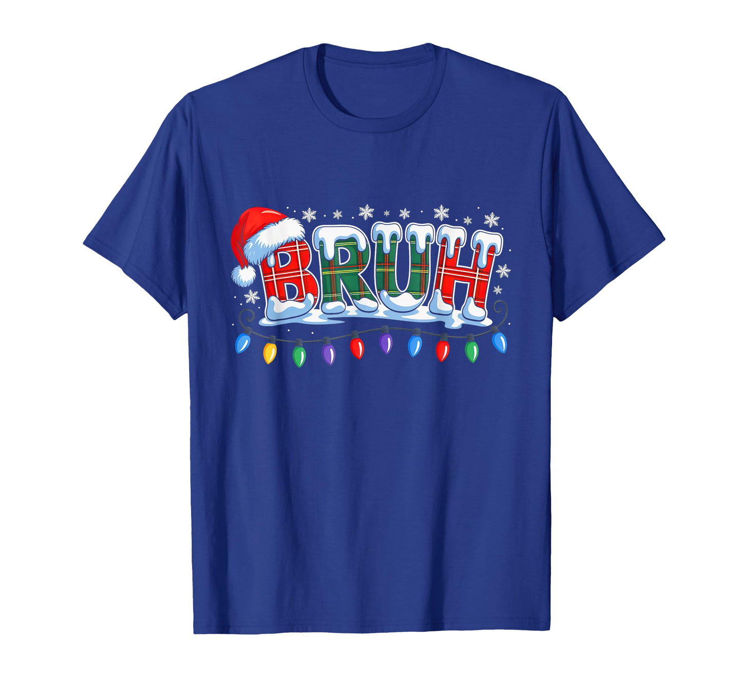 Bruh Funny Christmas Buffalo Plaid Xmas Boys Kids Pajamas T-Shirt