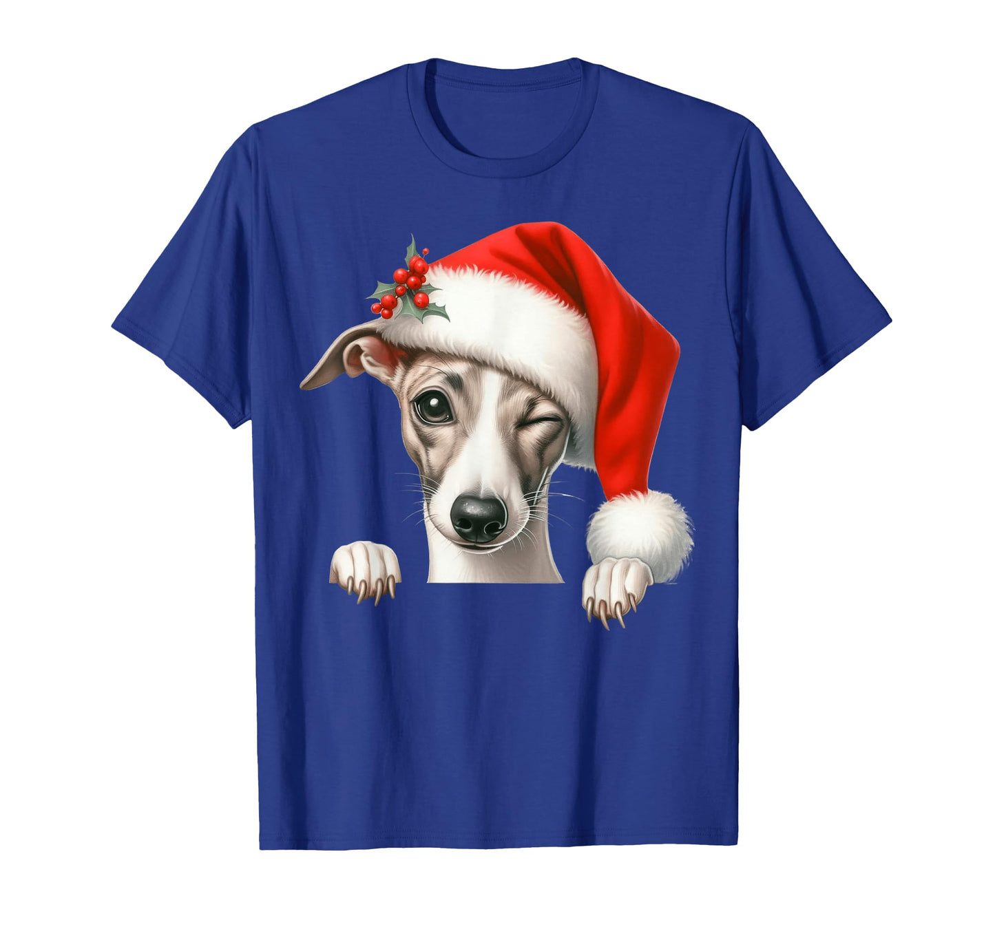 Whippet Dog Christmas Santa Hat Dog Mom Dad T-Shirt