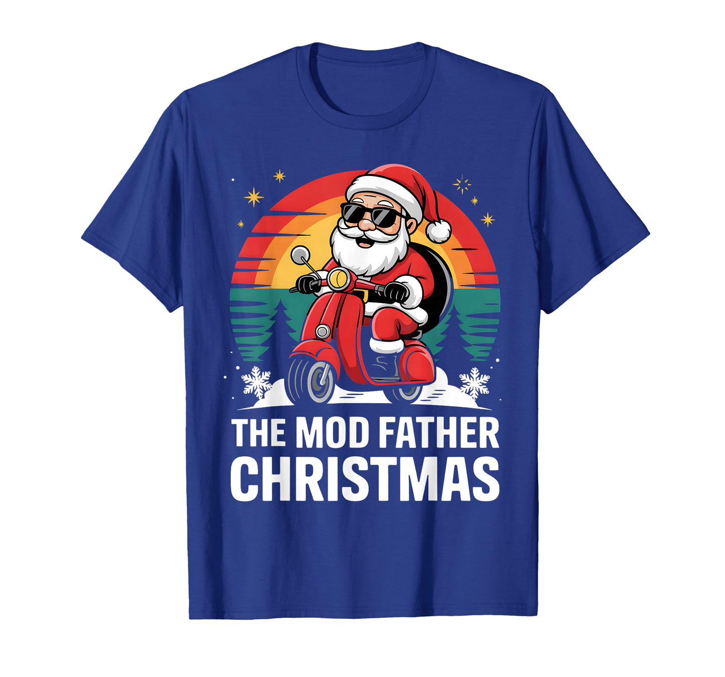 Funny Santa On A Scooter for Mods The Mod Father Christmas T-Shirt
