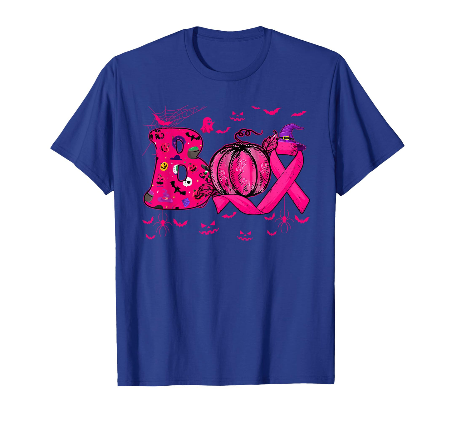 Boo Breast Cancer Pink Ribbon Ghost Witch Pumpkin Halloween T-Shirt