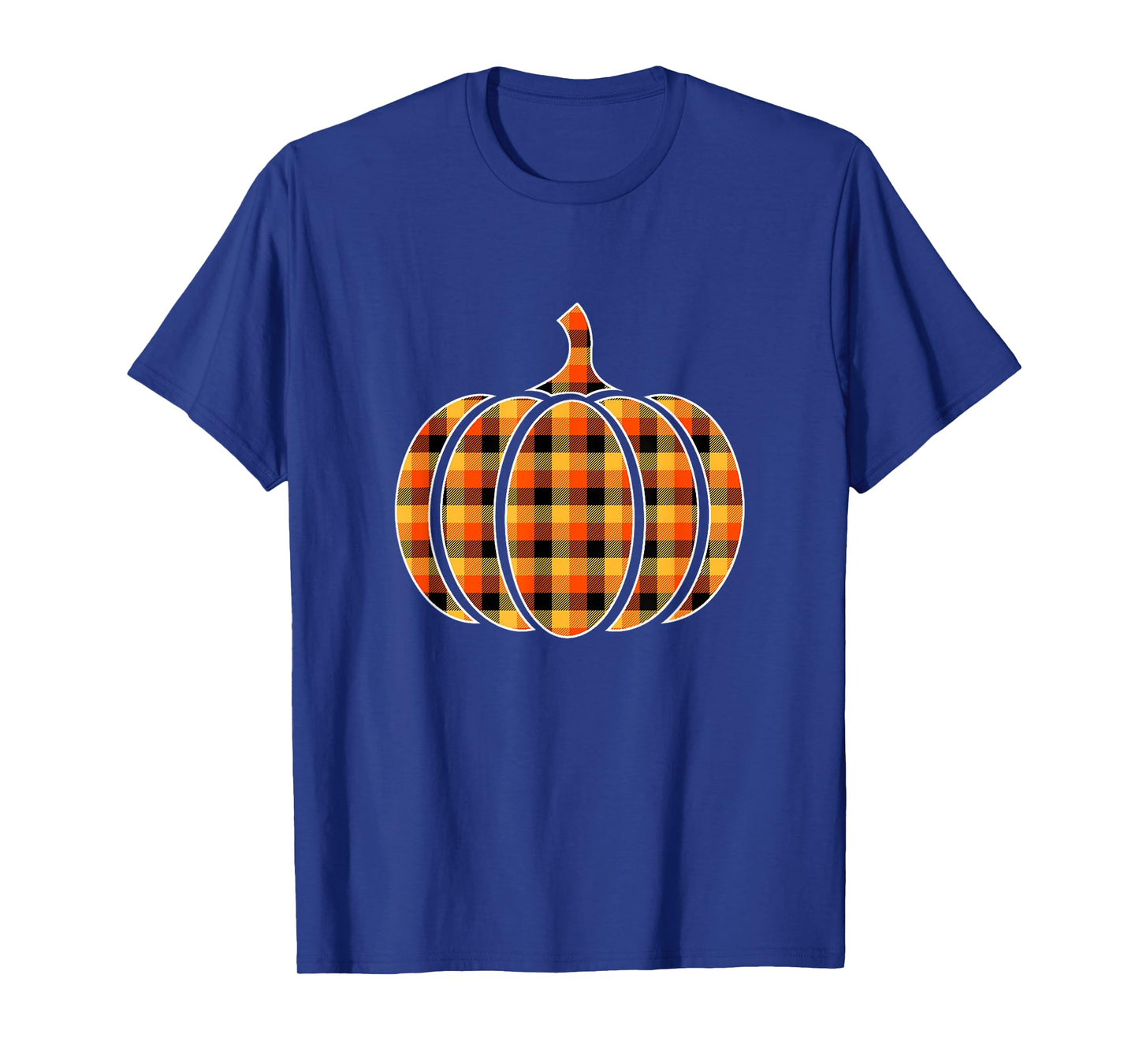 Funny Halloween Orange Pumpkin Buffalo Plaid for Women Girls T-Shirt