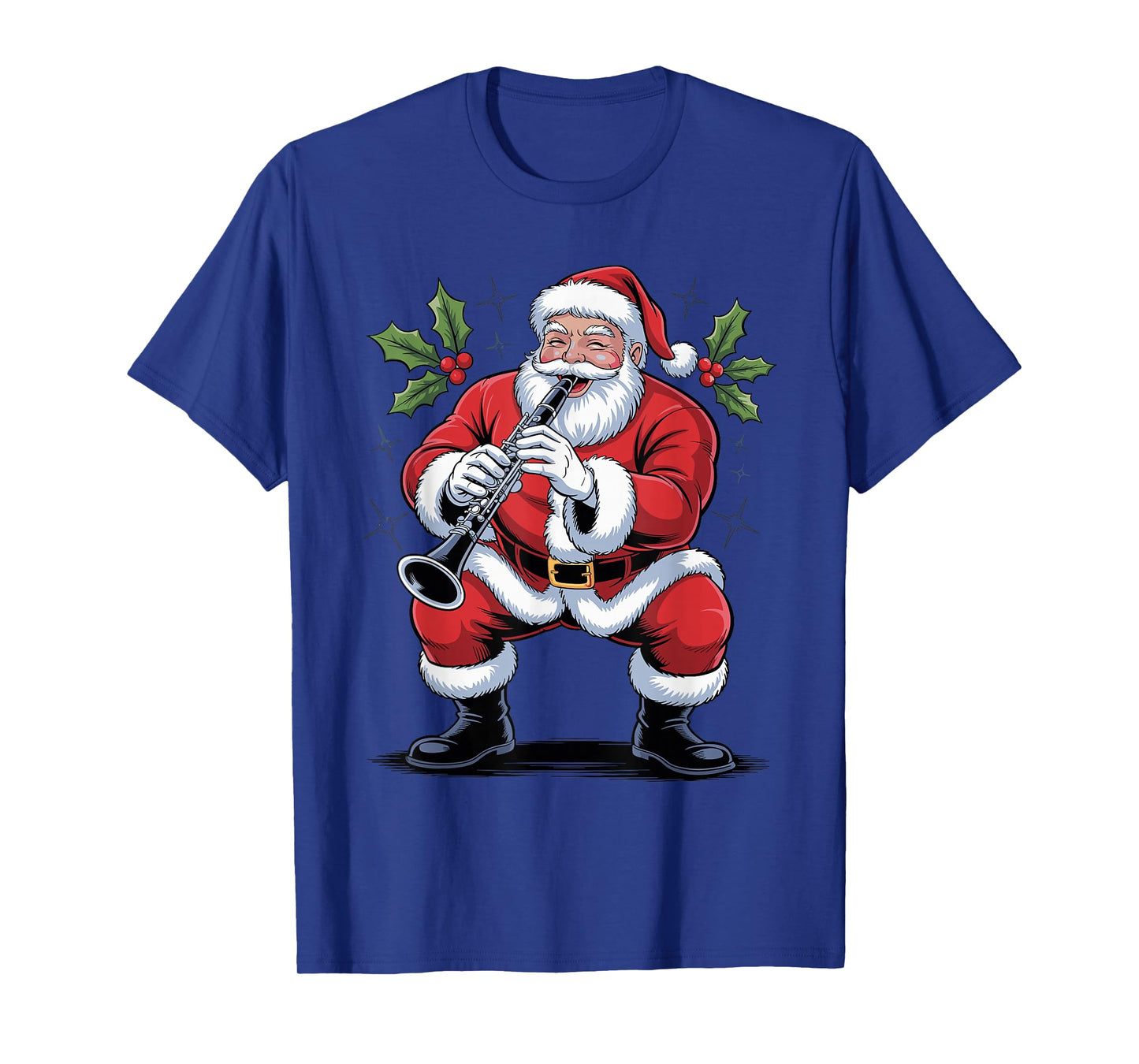 Santa Playing Clarinet Funny Holiday Christmas Xmas Pajama T-Shirt
