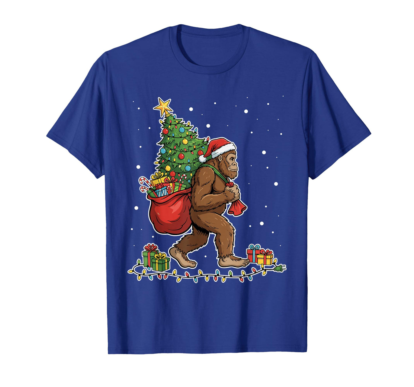 Bigfoot Sasquatch Christmas Tree Family Winter Holiday T-Shirt