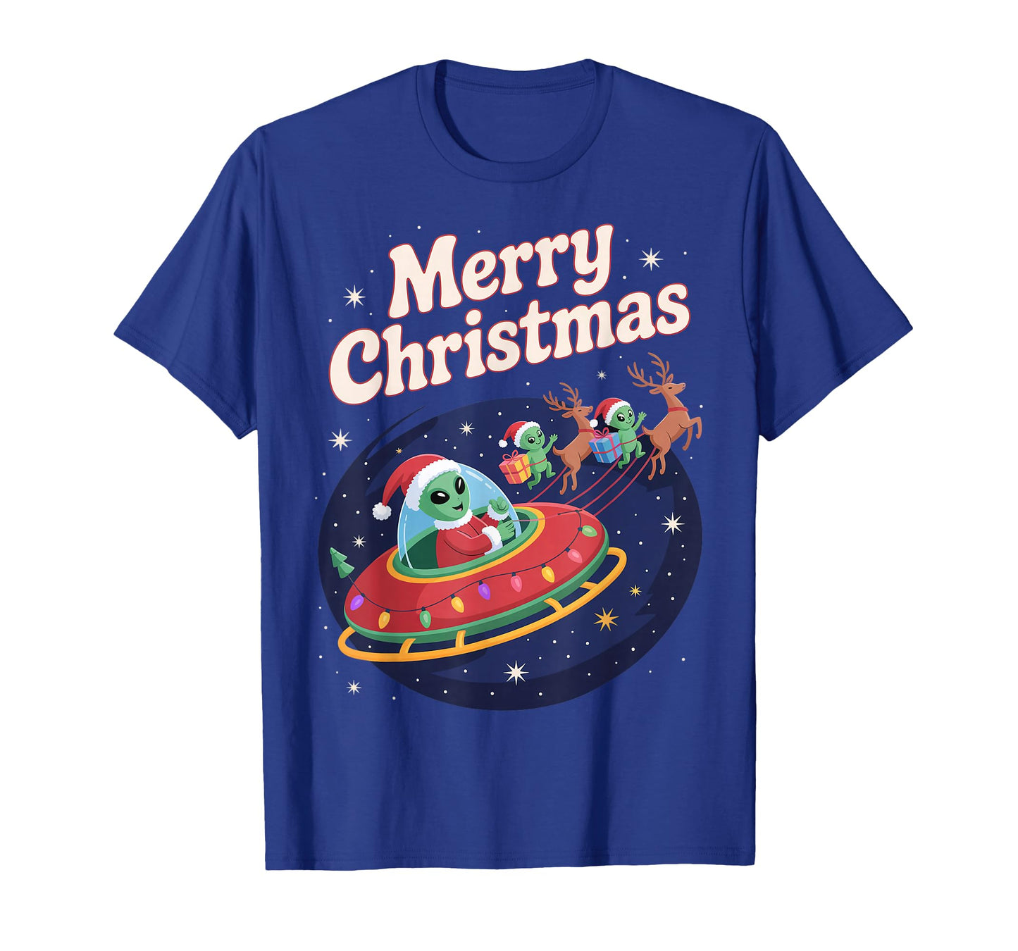 Funny Alien Trio Merry Ugly Christmas Santa Hat Gifts Xmas T-Shirt