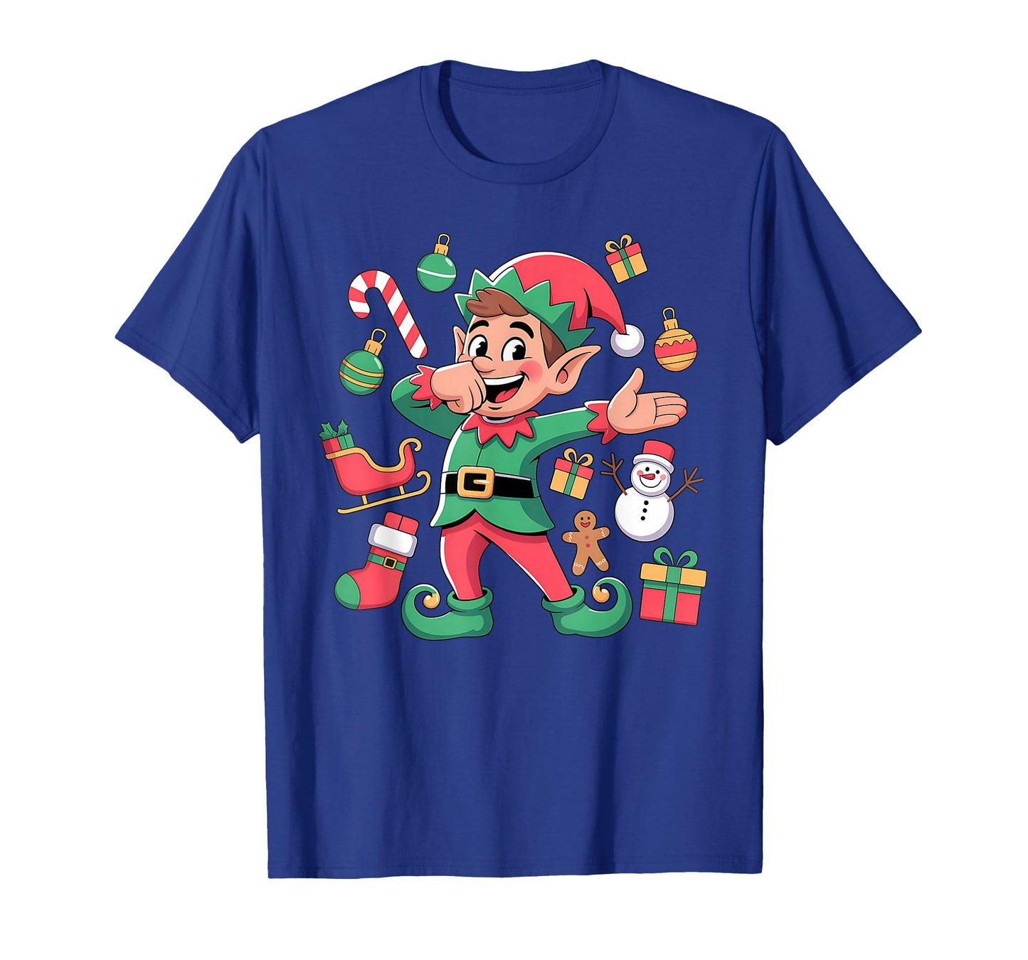 Dabbing Elf Santa Sleigh Snowman Funny Dabbing Christmas Elf T-Shirt