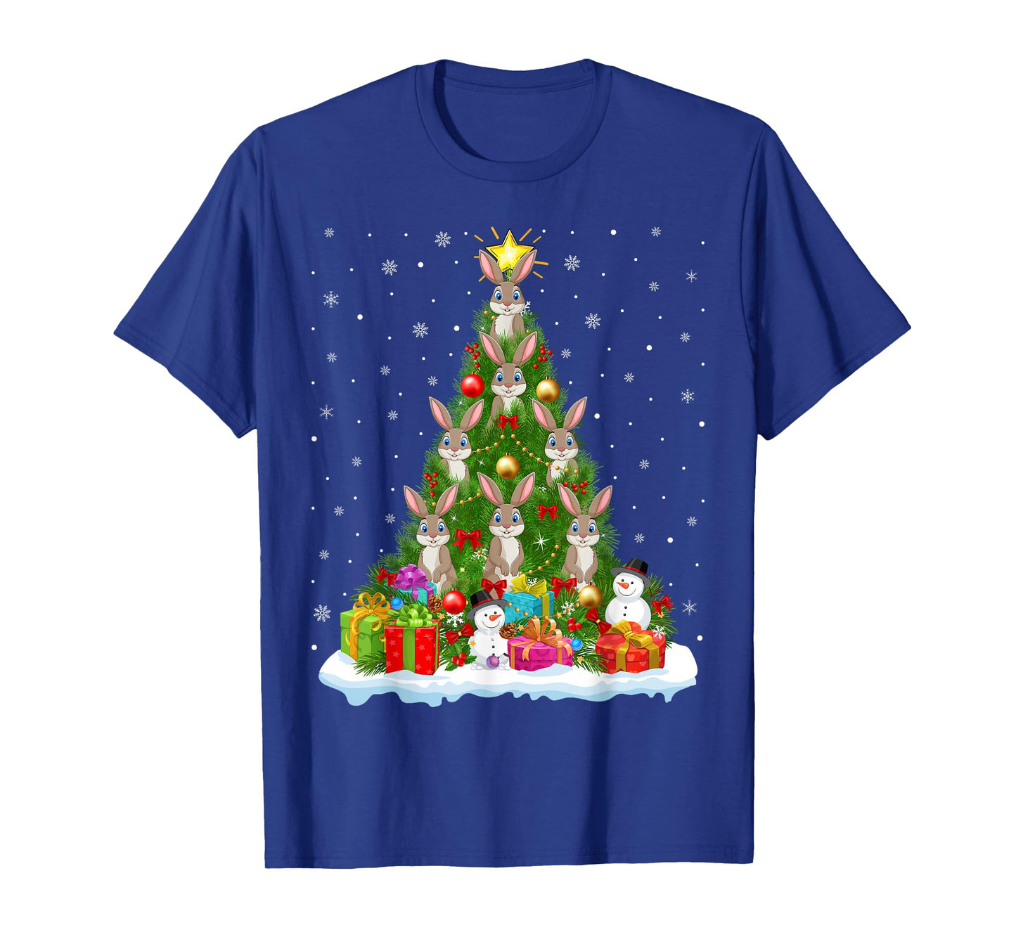 Rabbit Bunny Christmas Tree Holiday Decor Funny Xmas Lights T-Shirt
