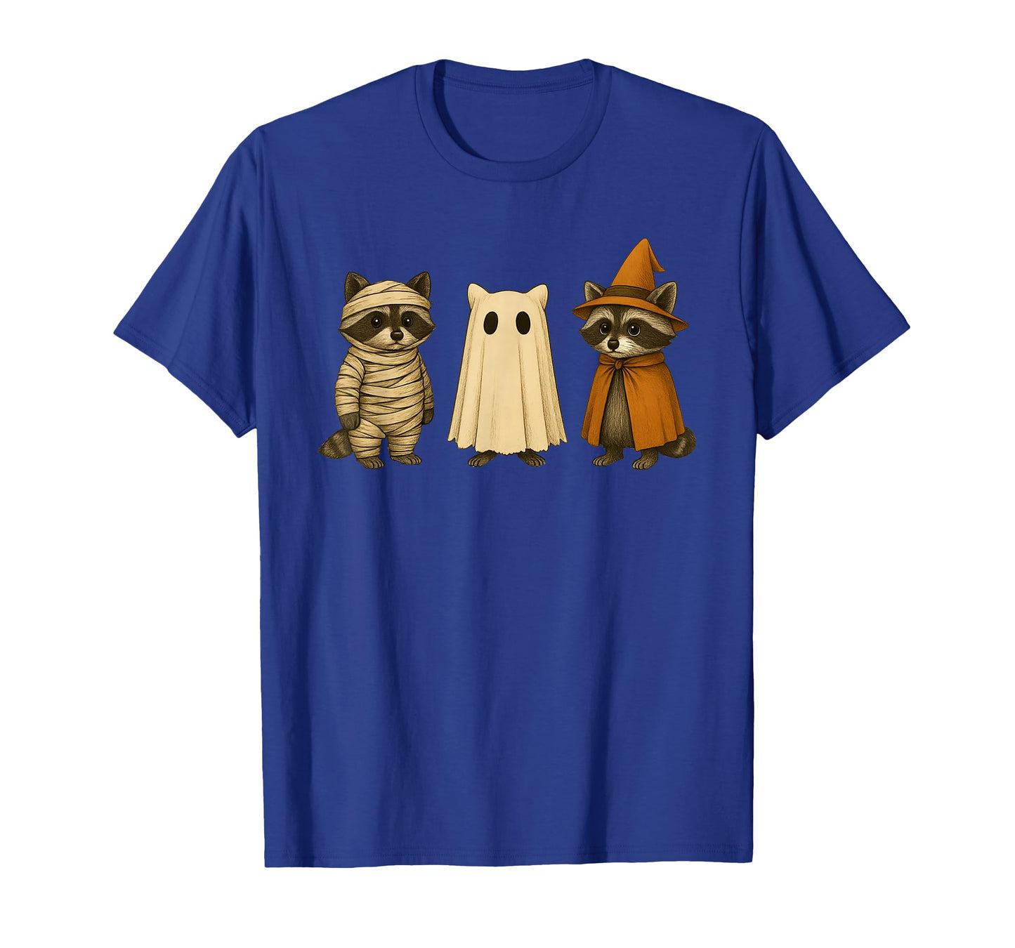 Spooky and Feral Funny Witch Ghost Raccoon Halloween Costume T-Shirt