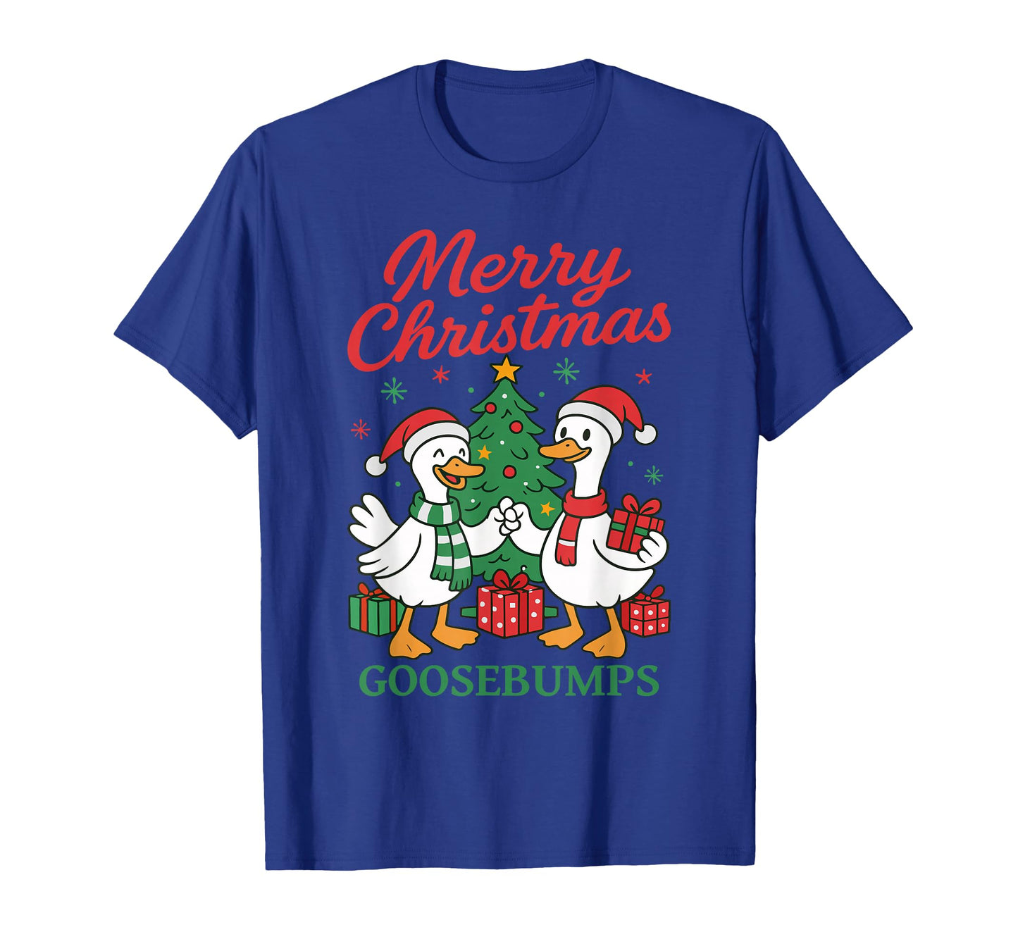Santa Claus Goose Tree Merry Christmas Goosebumps T-Shirt
