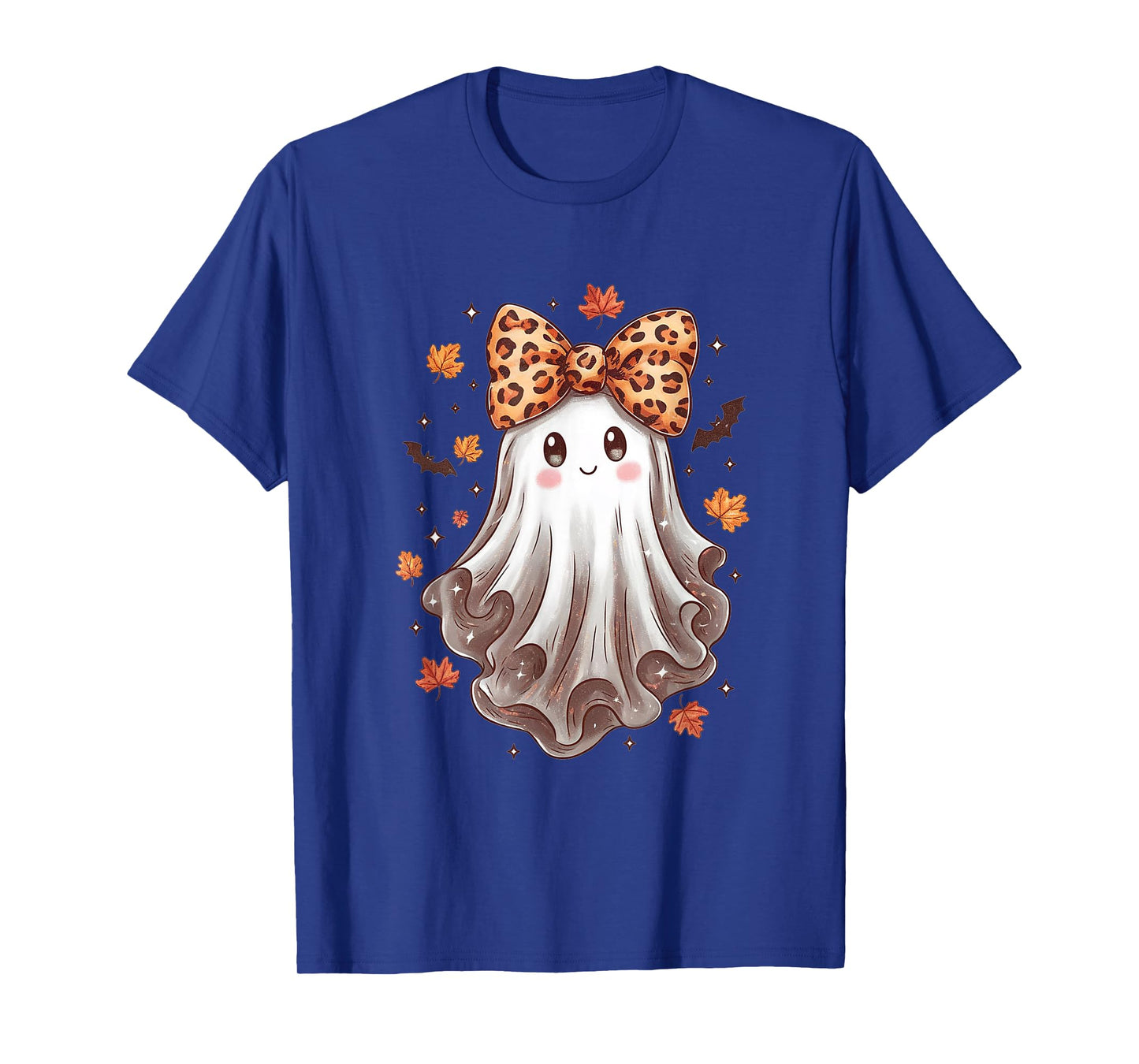 Halloween Costume Ghost Drinking Pumpkin Leopard T-Shirt