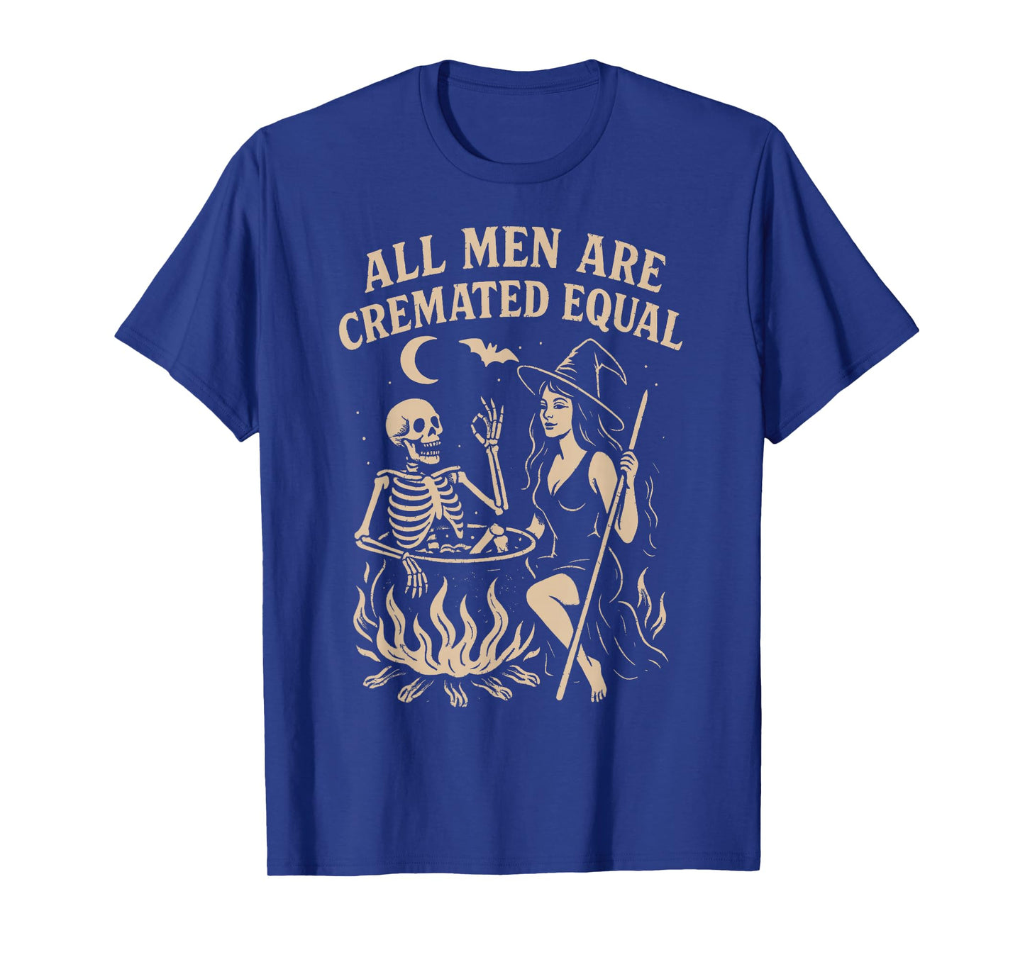 All Men are Cremated Equal Witch Cauldron Skeleton Design T-Shirt