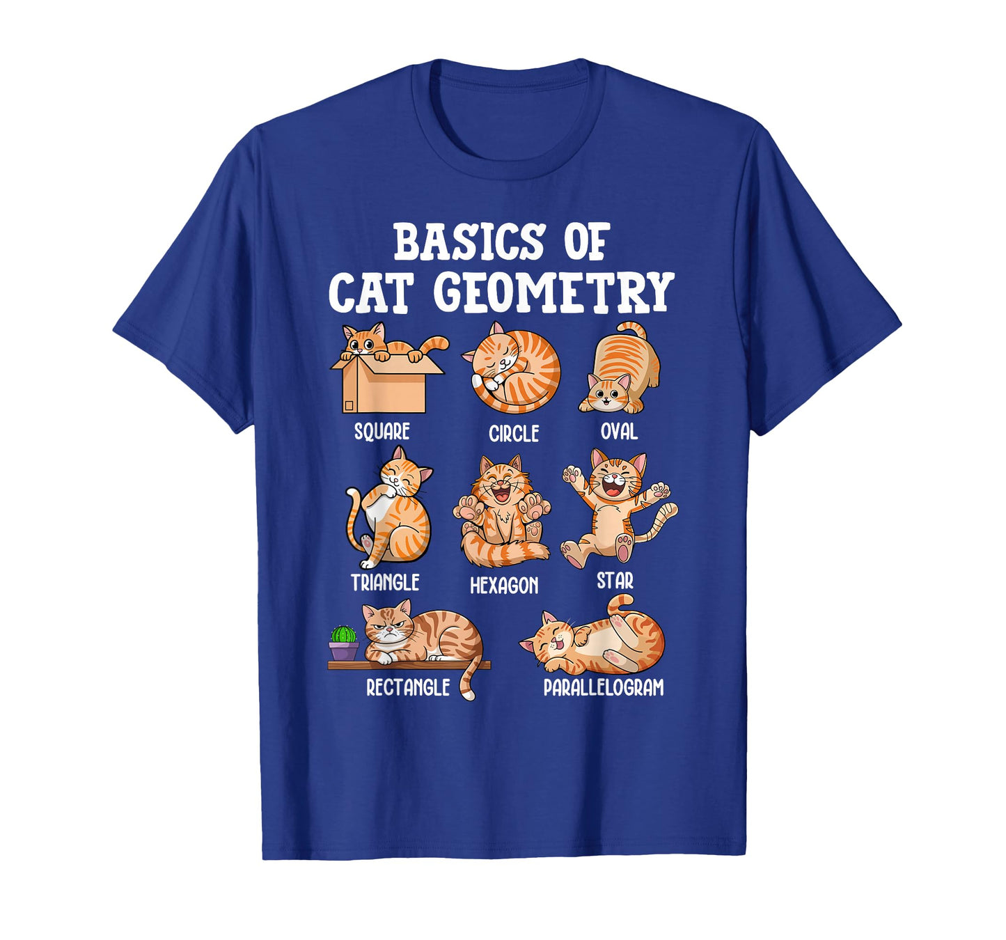 Cat Geometry Math Funny Cat Men Women Kids Teen Girls Boys T-Shirt