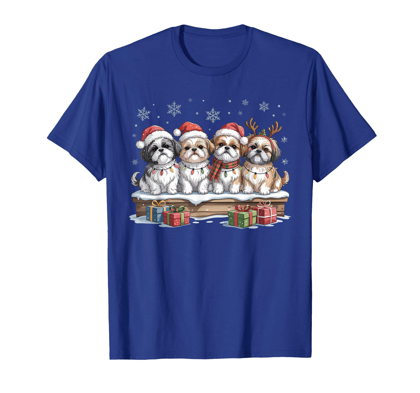 Cute Shih Tzu Christmas Puppies Dog Lovers Funny Holiday T-Shirt