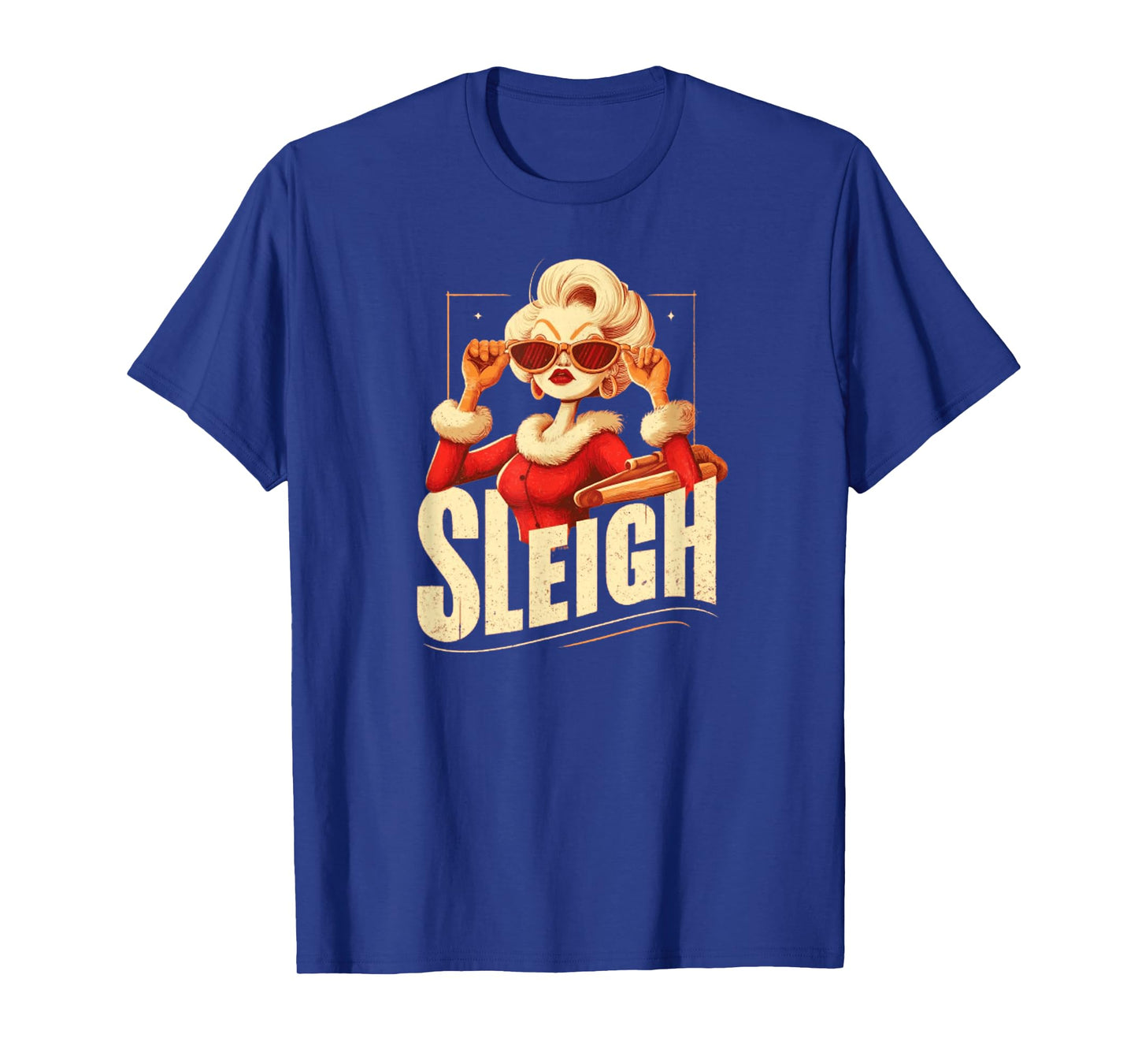 Sleigh (Slay) Queen Retro Mrs Claus Funny Christmas T-Shirt