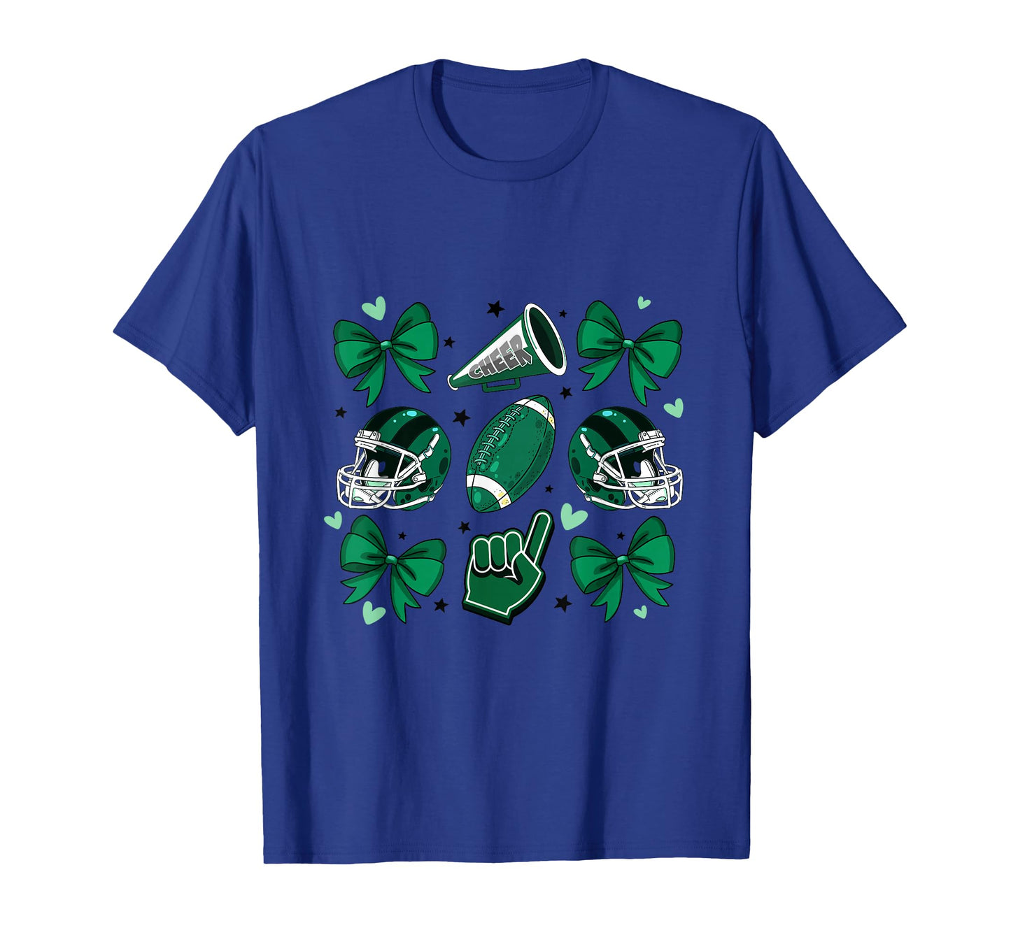 Football Cheer Mom Sister Coquette Bow Game Day Green Women T-Shirt