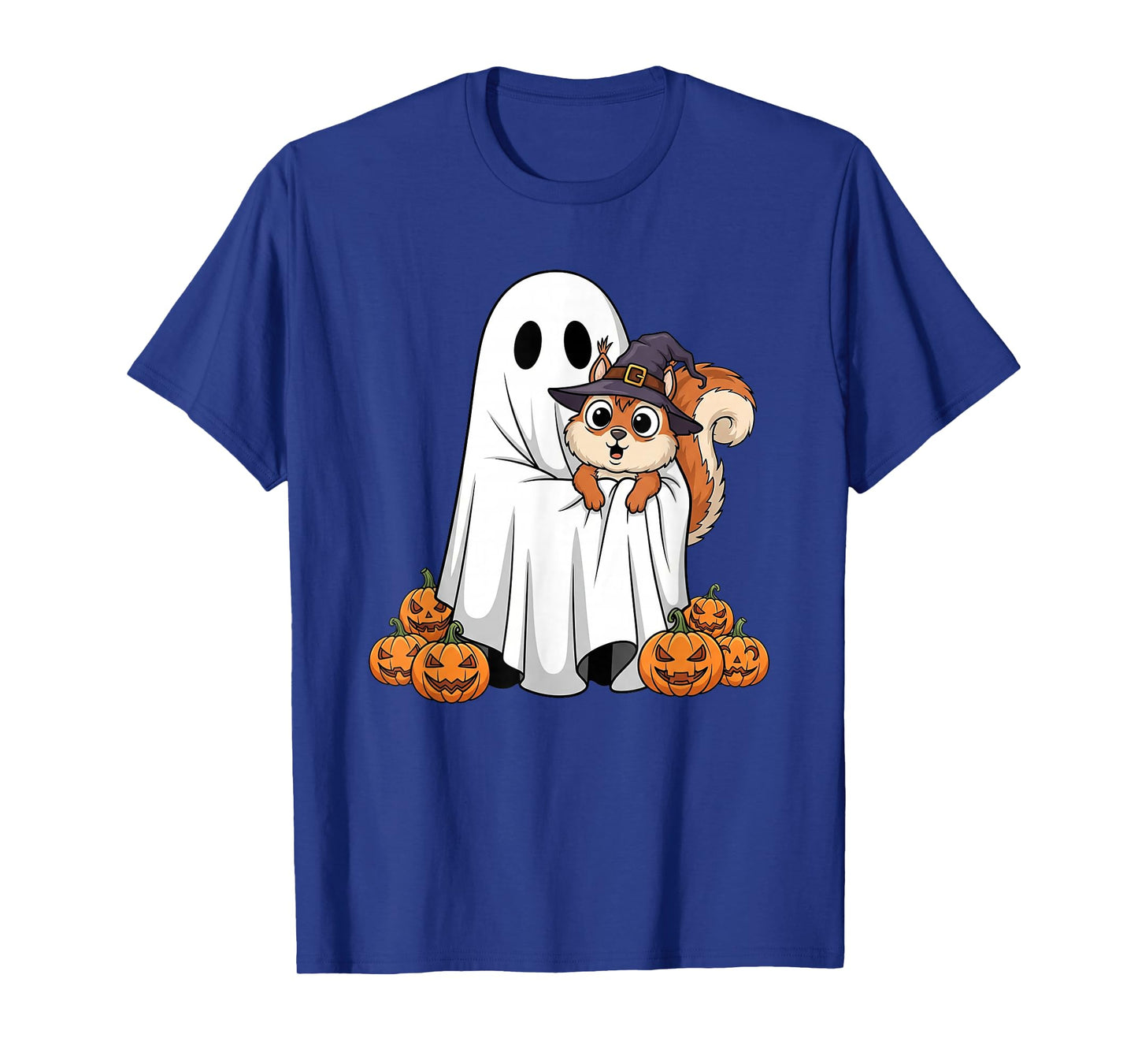 Funny Ghost Squirrel Pumpkin Halloween Kids Mens Womens T-Shirt