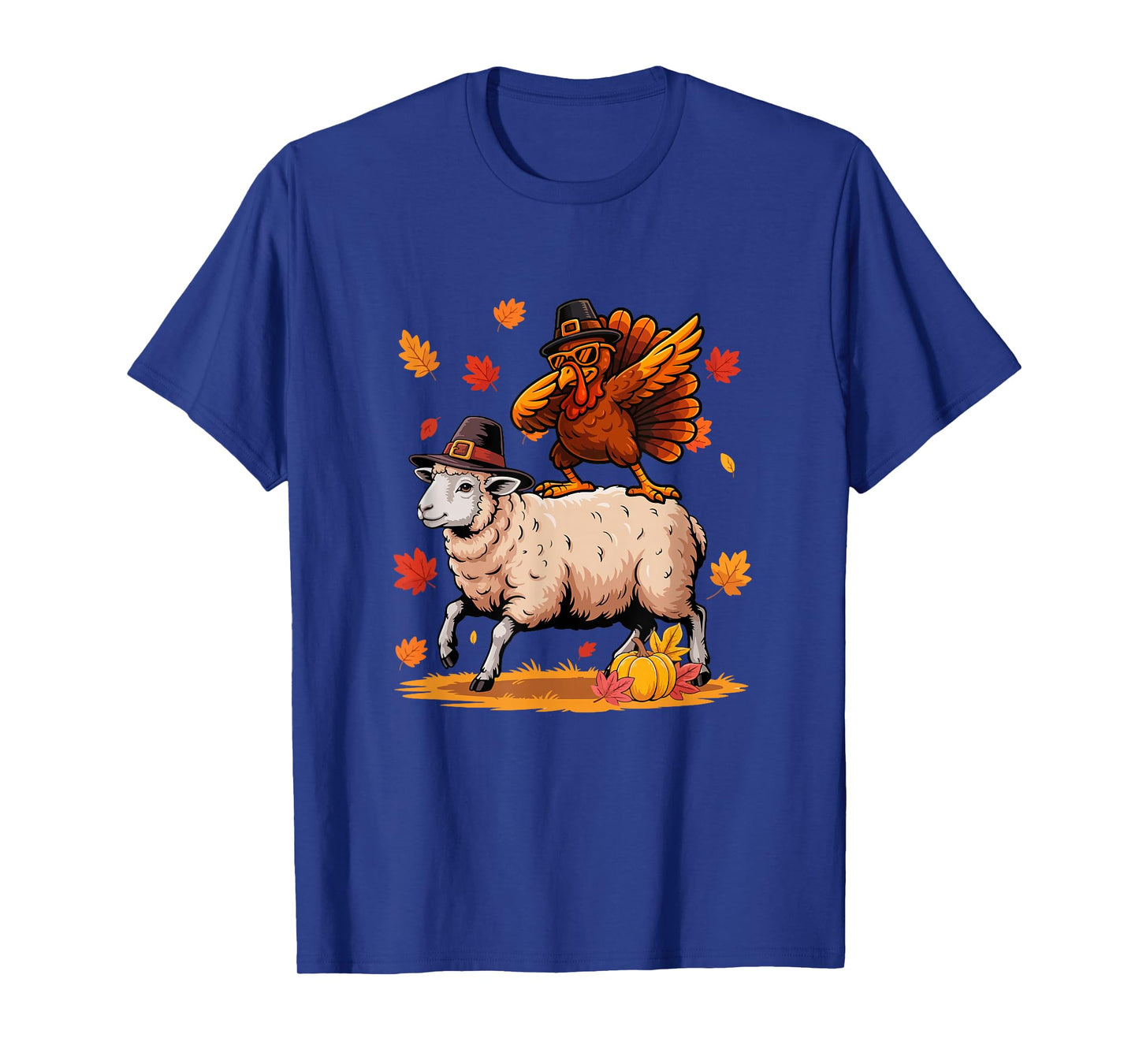 Dabbing Turkey On Sheep Thanksgiving Autumn Pilgrim Farmer T-Shirt