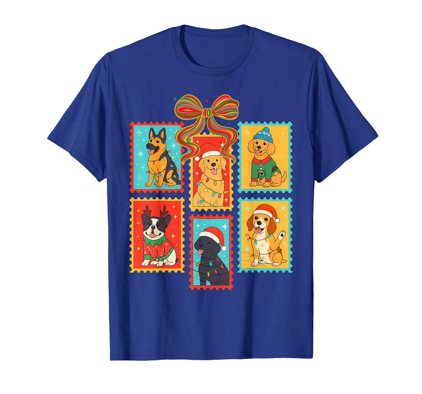 Merry Christmas Dog Stamps Dog Lover Dog Person Coquette T-Shirt