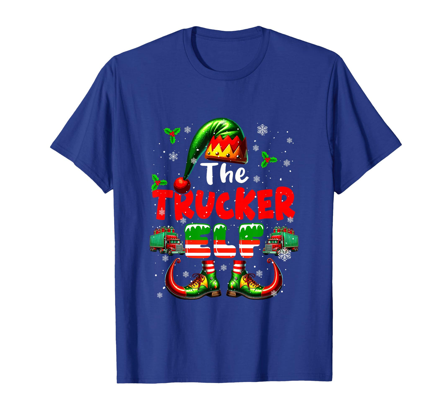 The Trucker Elf Christmas Funny Job Team Matching Parties T-Shirt