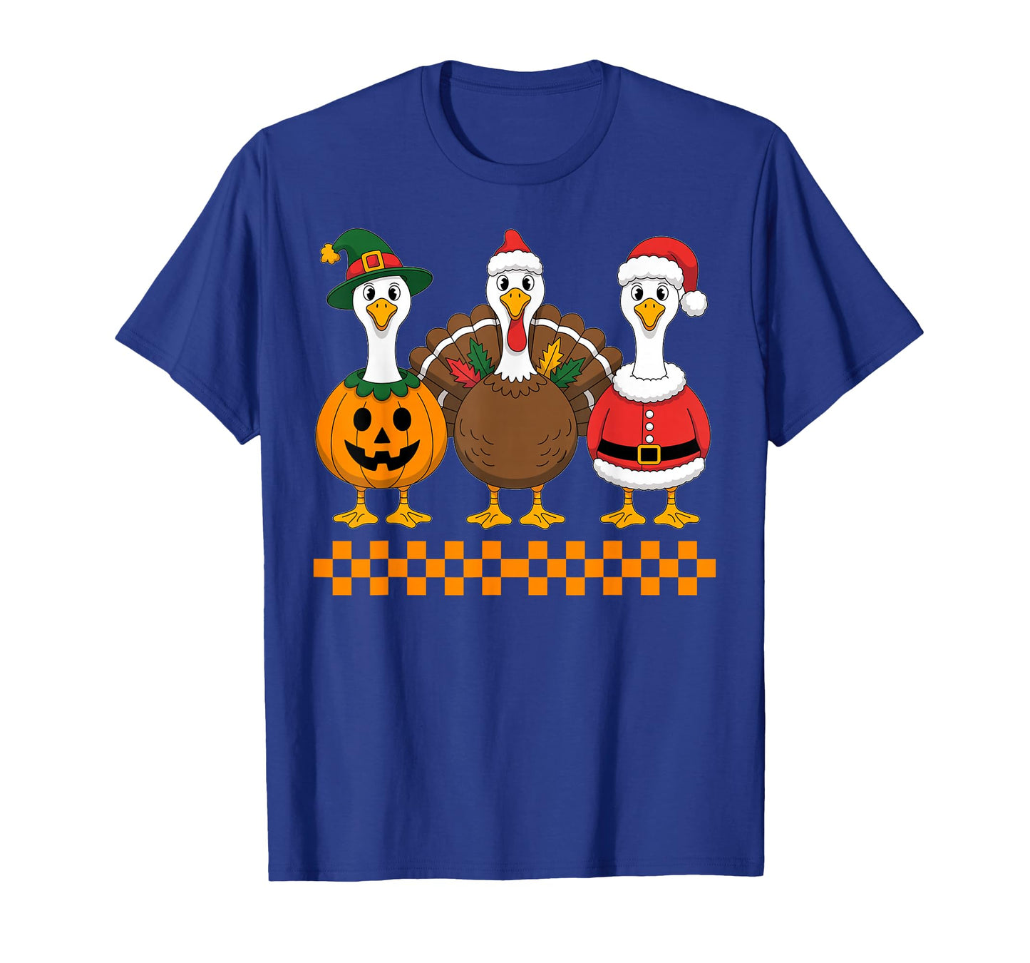 Happy Hallothanksmas Fall Season Cute Christmas Santa Turkey T-Shirt