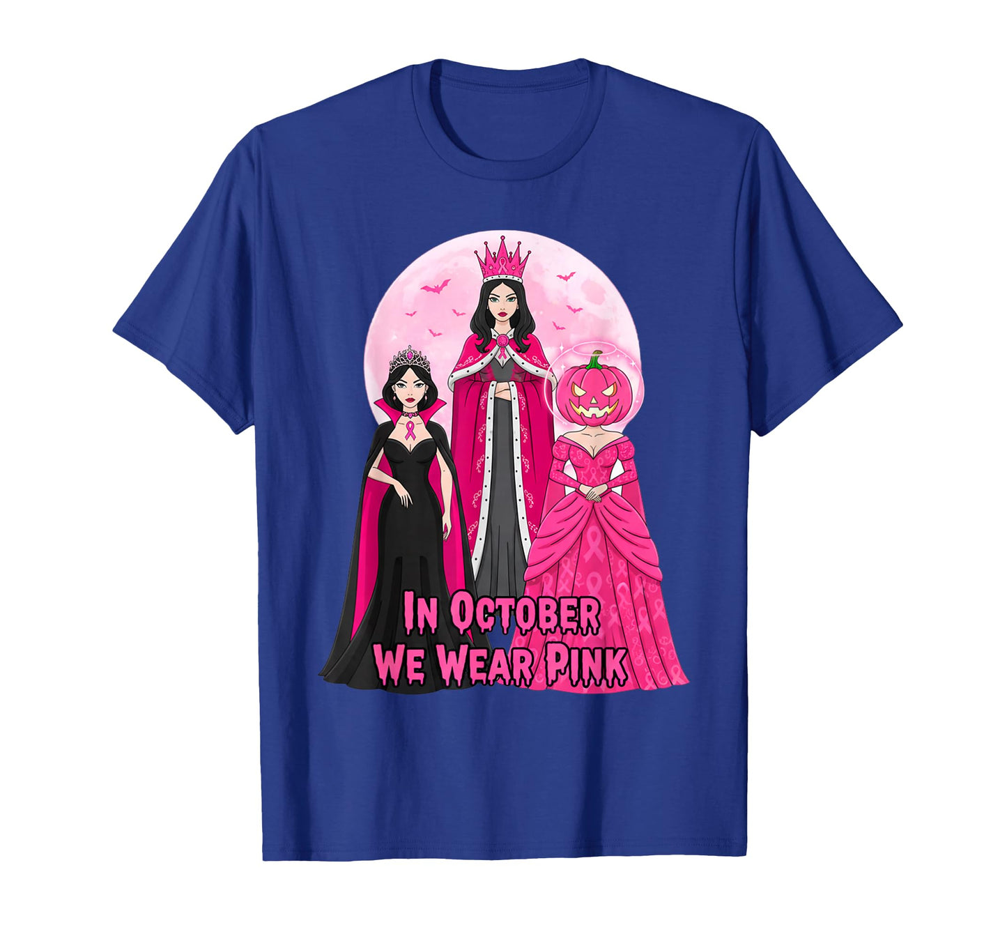 October We Wear Pink Witch Halloween Breast Cancer Awareness T-Shirt