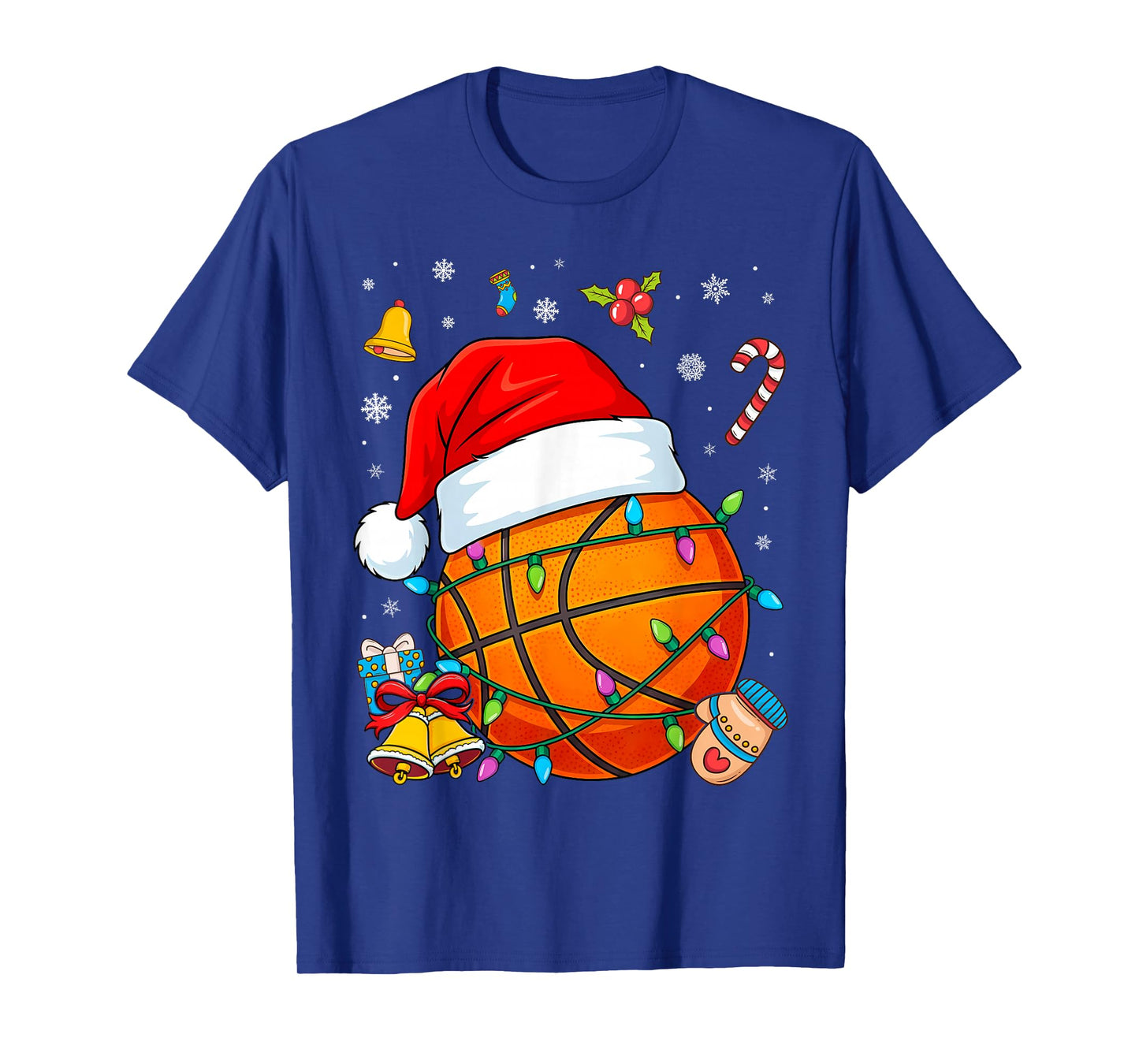 Christmas Basketball Santa Snow T-Shirt