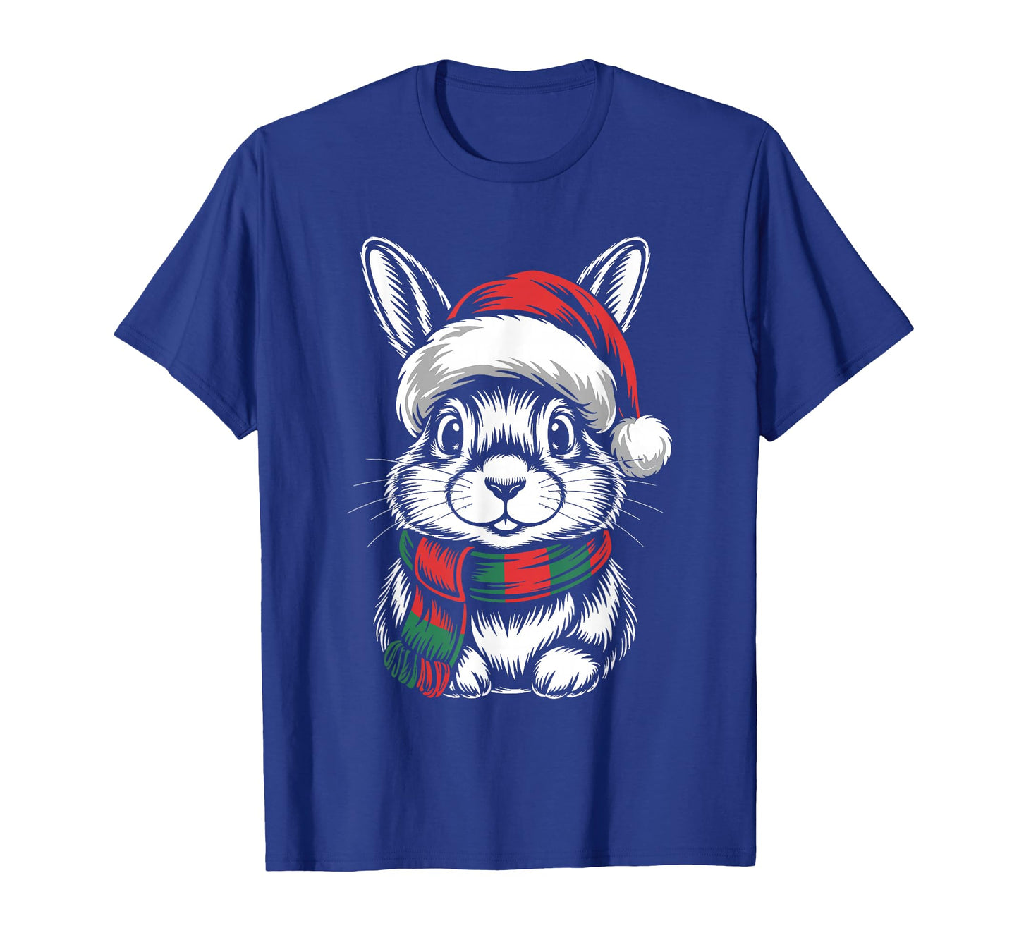 Bunny Xmas Santa Hat Scarf Christmas Costume T-Shirt