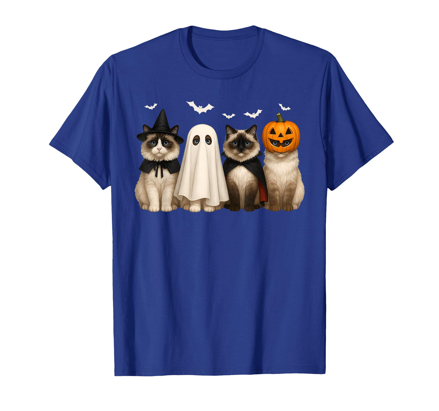 Funny Cats Witch Halloween Costume Pumpkin Men Women Kids T-Shirt