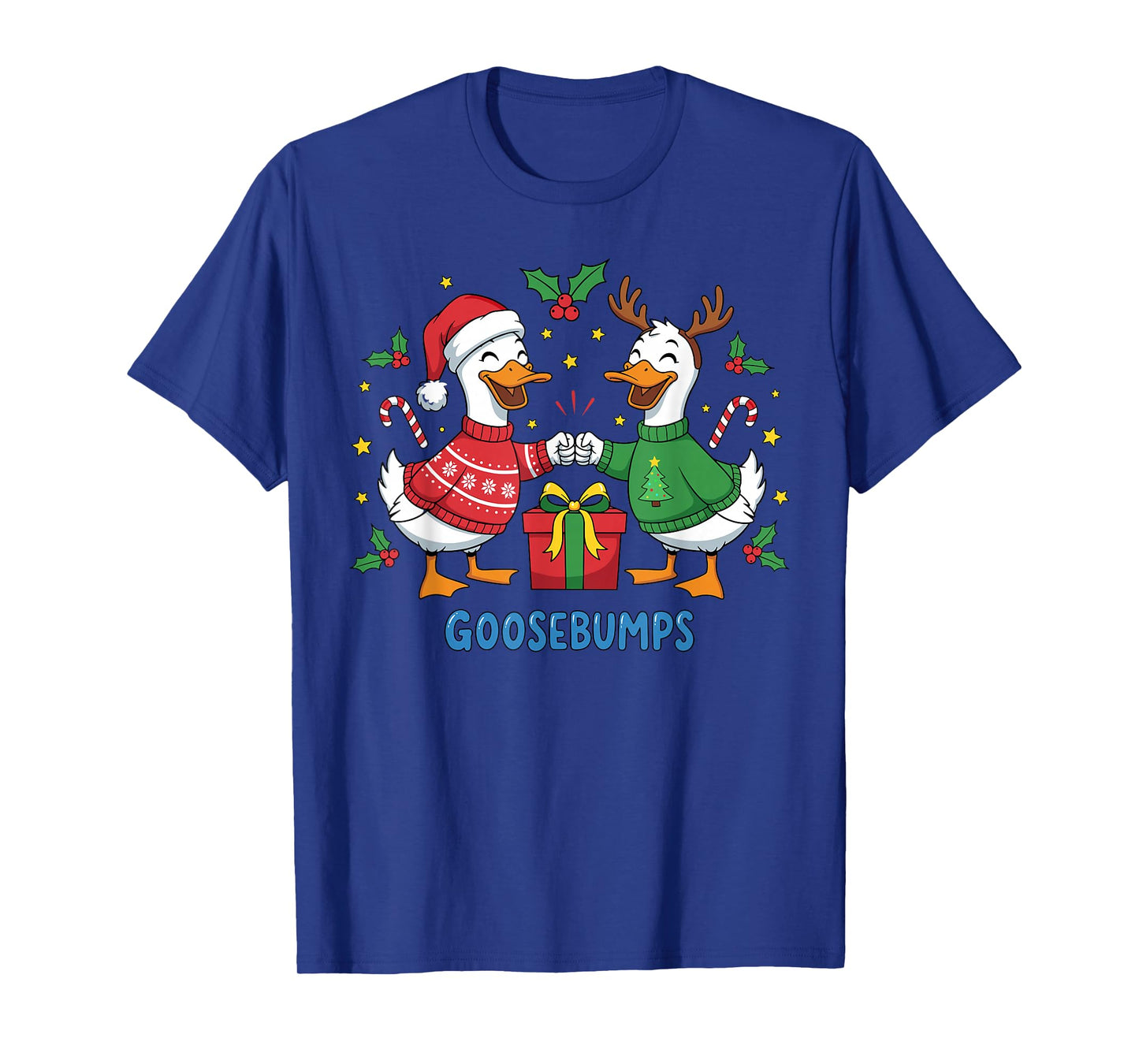 Funny Christmas Goose Santa Hat Goosebumps Bumps X-Mas T-Shirt