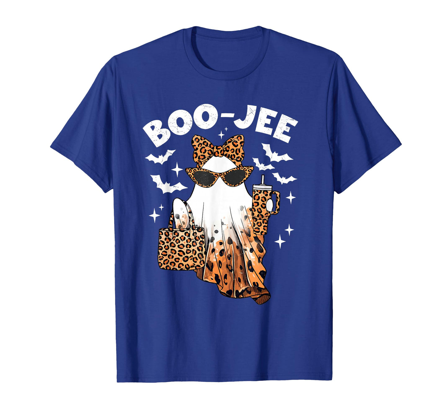 Coquette Leopard Ghost Coffee Boo-JEE Halloween Boujee Ghost T-Shirt