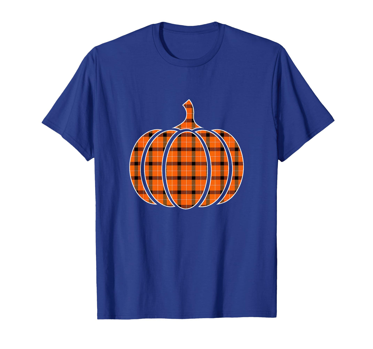 Funny Halloween Orange Pumpkin Buffalo Plaid for Women Girls T-Shirt