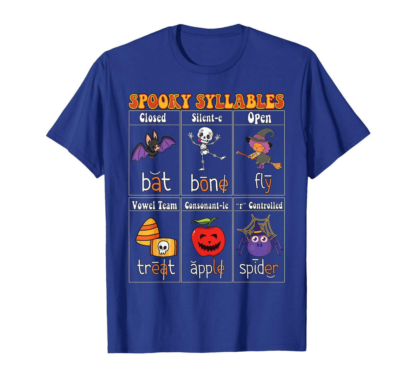 Spooky Syllables Teacher Funny Halloween Educational Kids T-Shirt