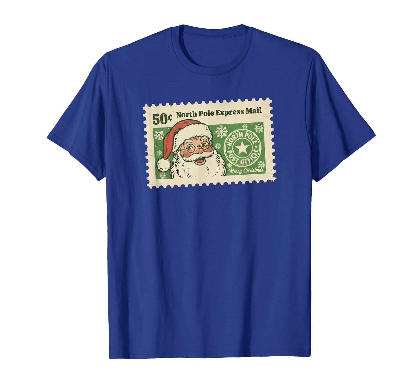 Vintage Santa North Pole Stamp Retro Christmas Postage Tee T-Shirt