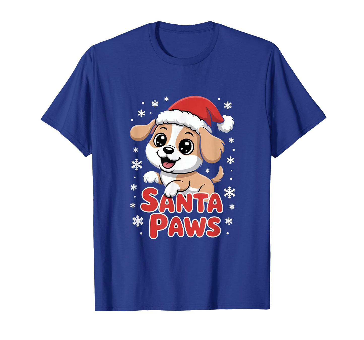 Santa Paws Cute Christmas Puppy Dog with Santa Hat T-Shirt