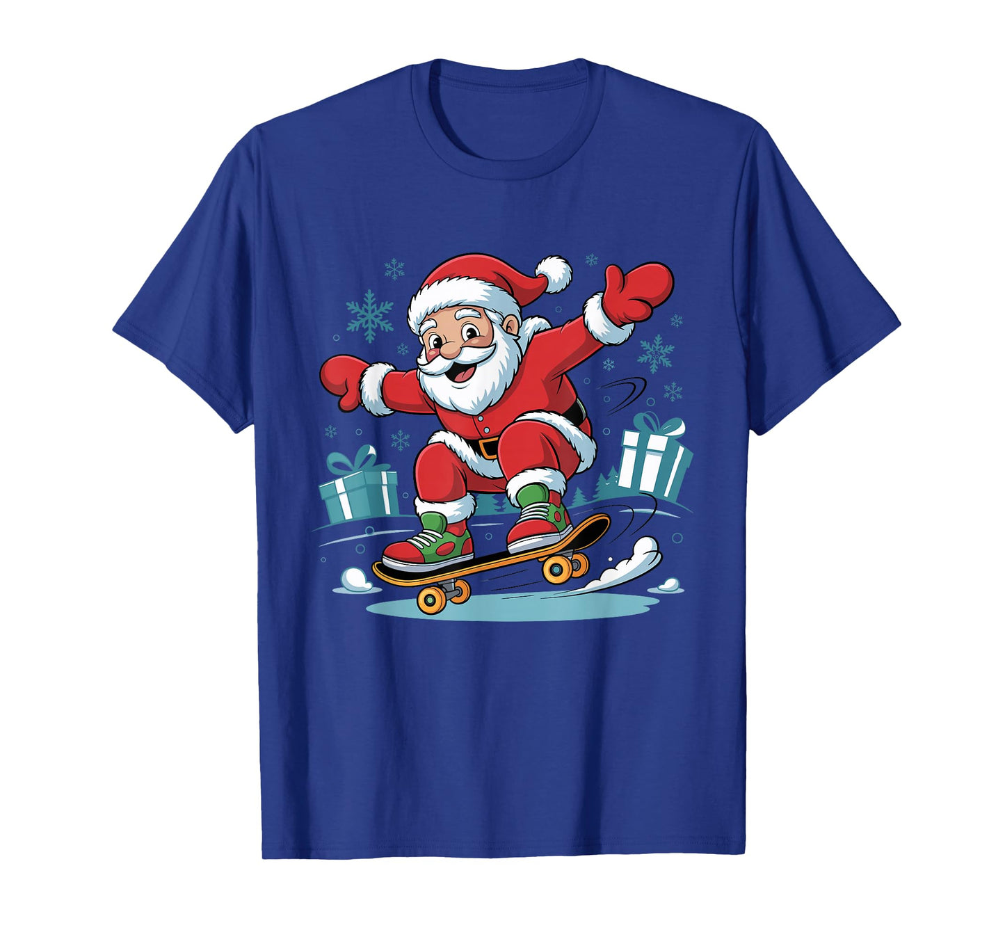 Funny Santa Skater Skateboarding Lover Christmas Xmas Pajama T-Shirt