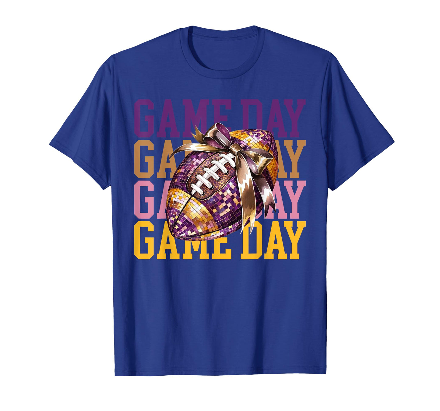 Coquette Bow Disco Funny Football Game Day Touchdown Season T-Shirt