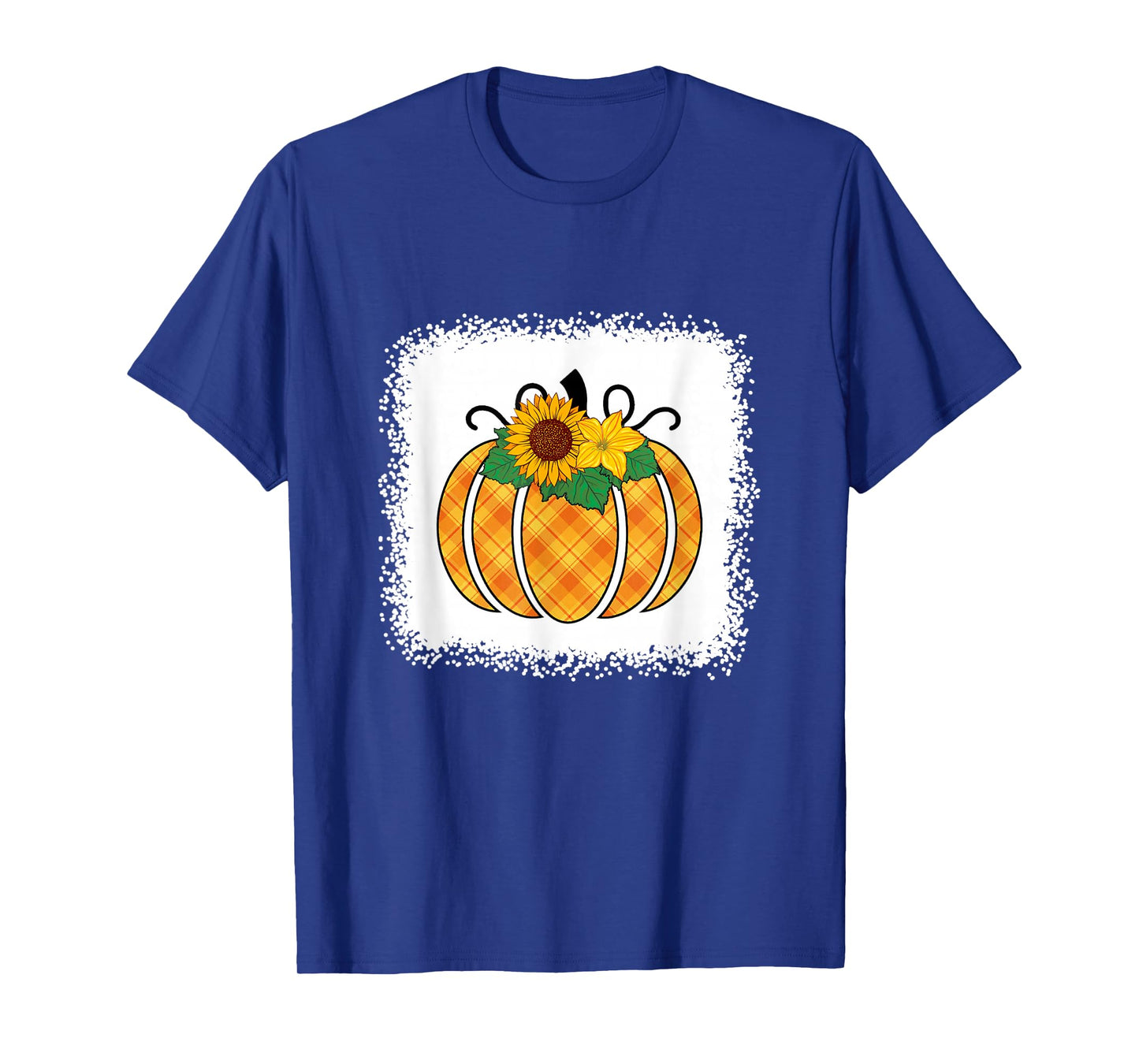 Halloween Pumpkin Bleached Orange and Black Buffalo Plaid T-Shirt