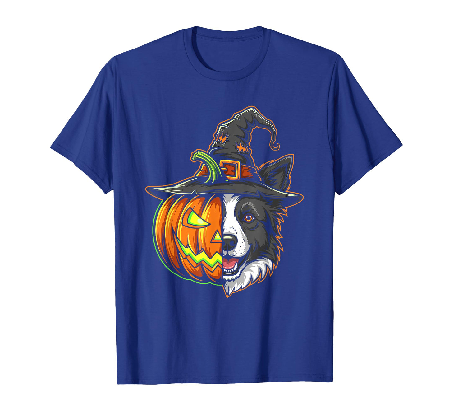 Border Collie Pumpkin Jack O Lantern Halloween Mens Womens T-Shirt