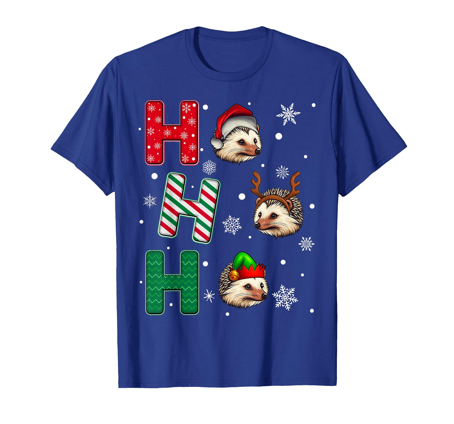 Ho Ho Ho Hedgehog Animal Matching Santa Elf Xmas T-Shirt